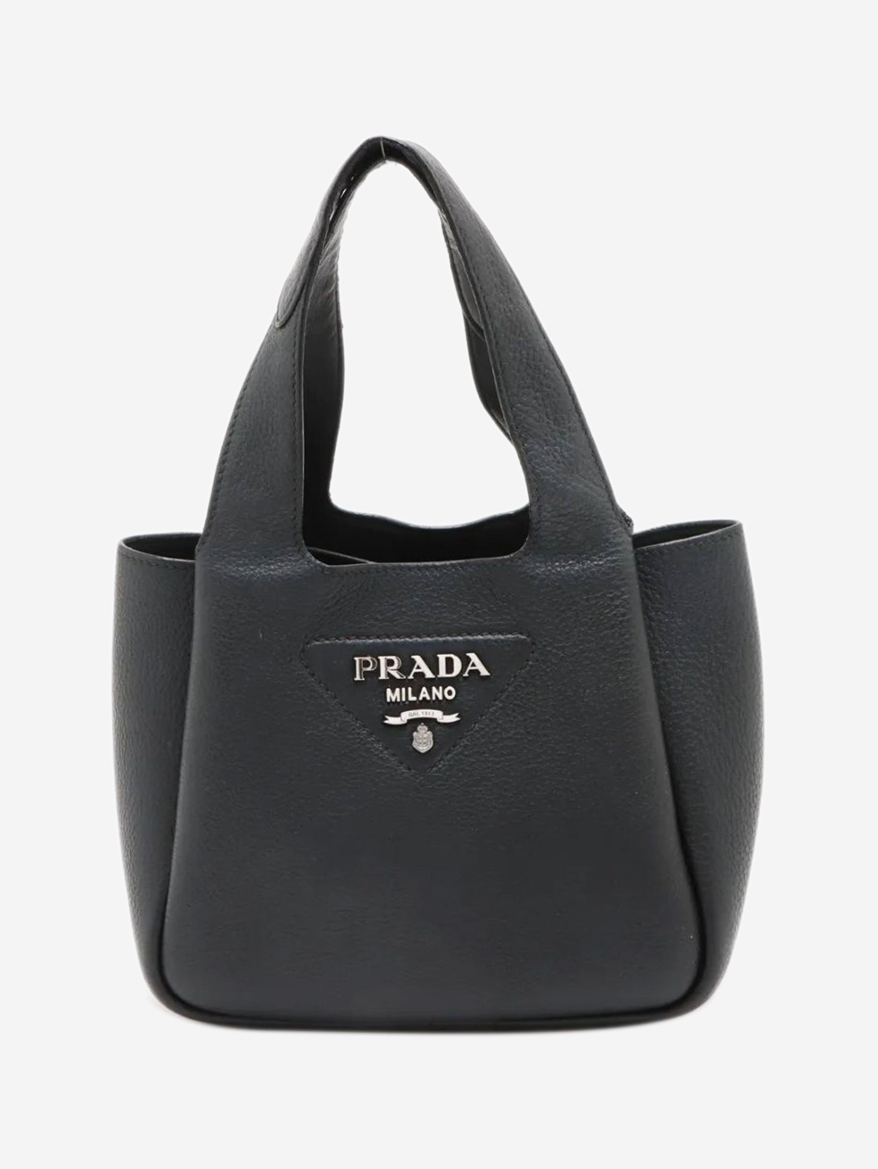 Black Vitello Daino leather mini bag Top Handle Bags Prada 
