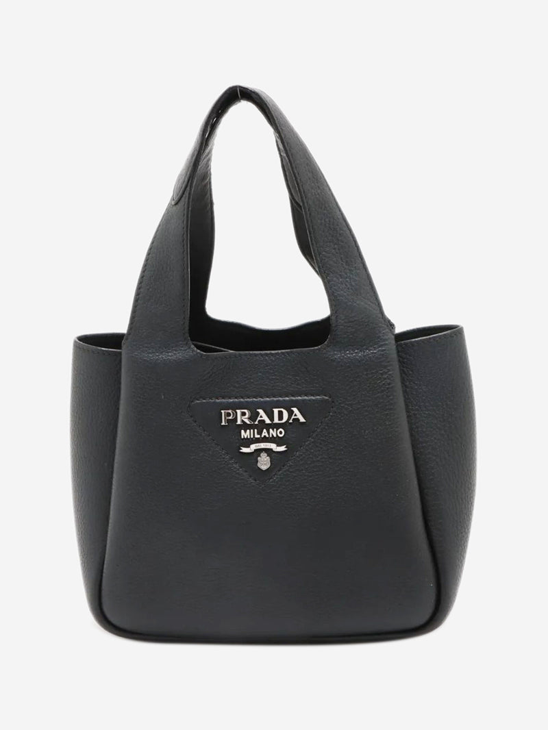 Black Vitello Daino leather mini bag Top Handle Bags Prada 