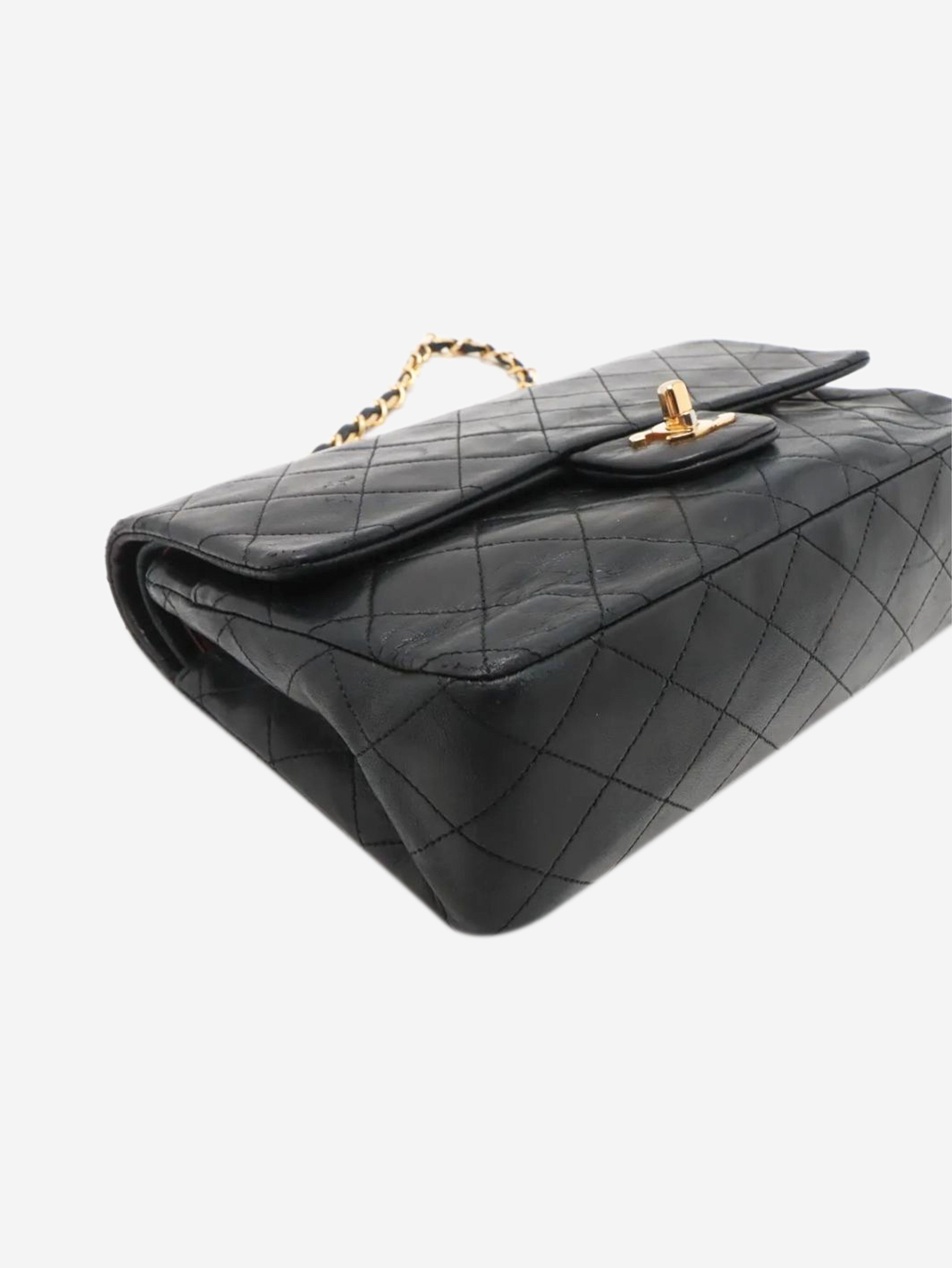 Black vintage 1989 medium lambskin Classic Double Flap bag Shoulder bags Chanel 