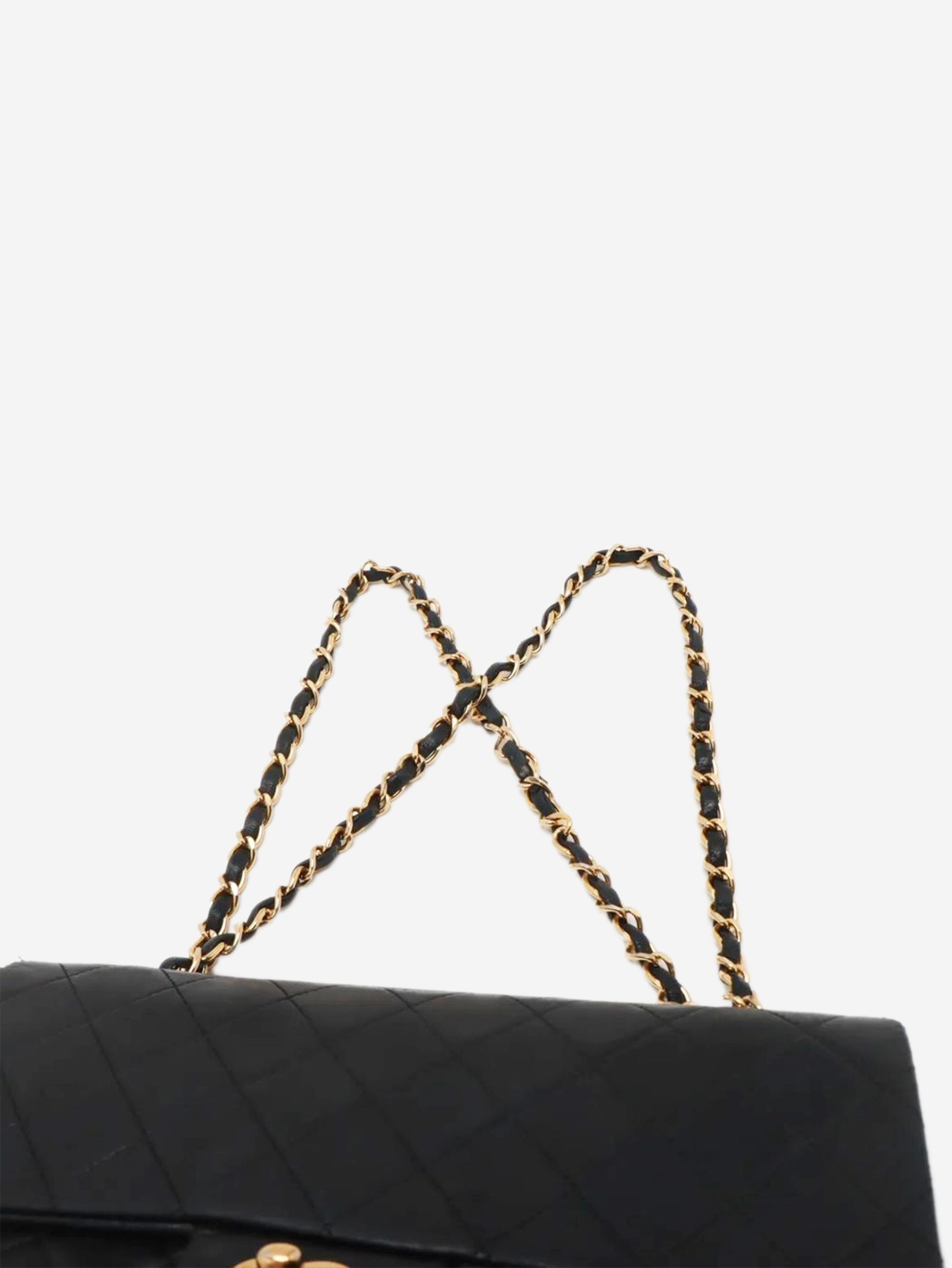 Black vintage 1989 medium lambskin Classic Double Flap bag Shoulder bags Chanel 