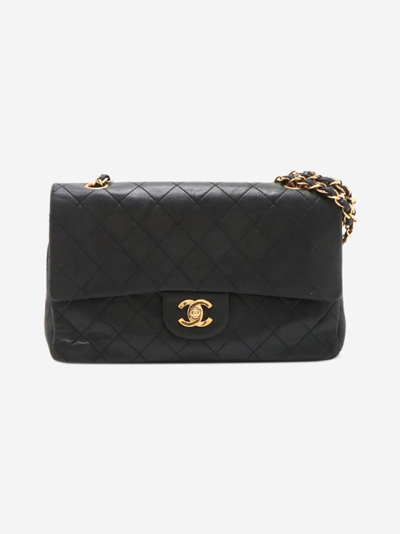 Black vintage 1989 medium lambskin Classic Double Flap bag Shoulder bags Chanel 
