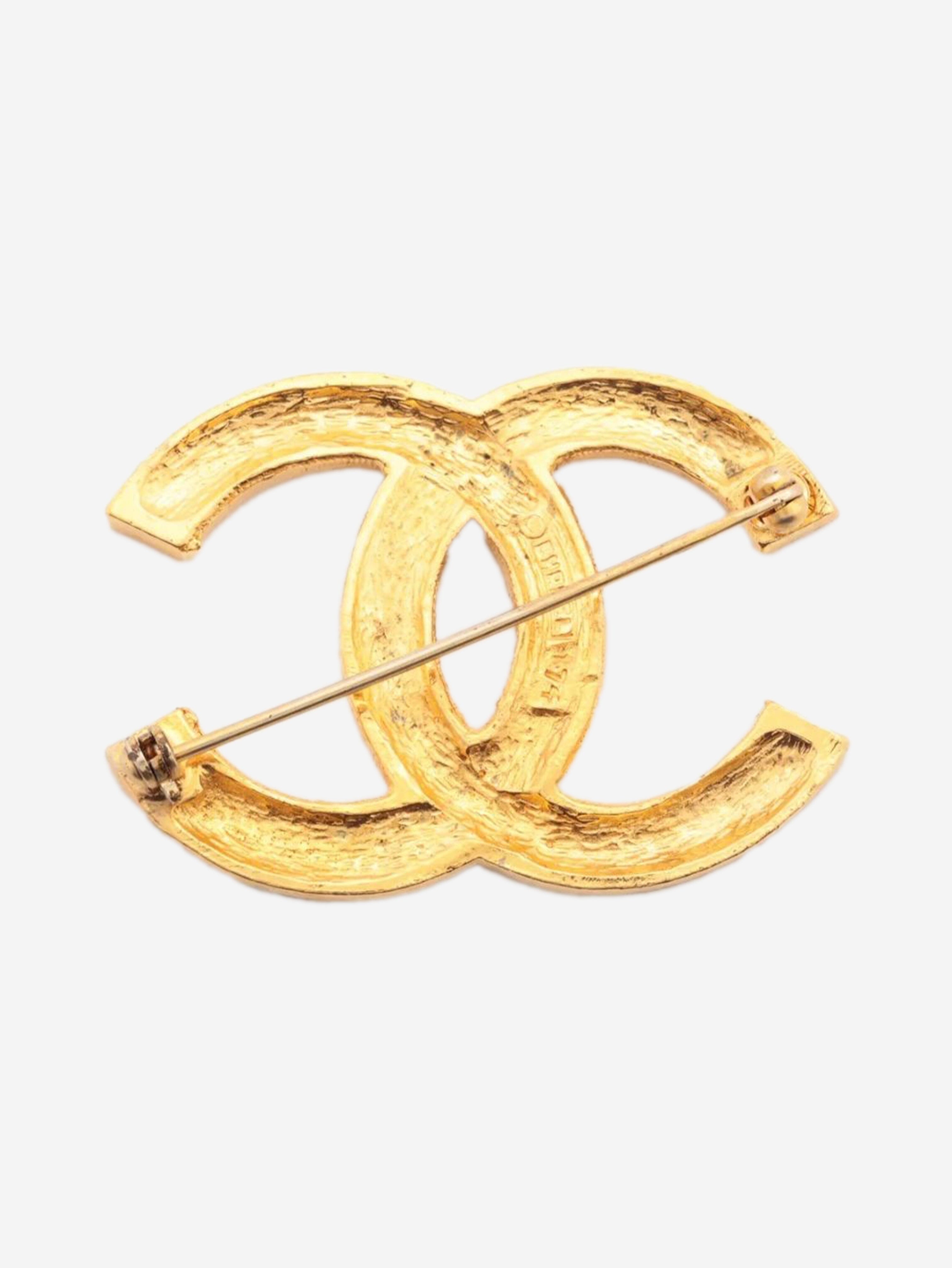 Gold Coco Mark 174 rhinestone brooch Brooches Chanel 