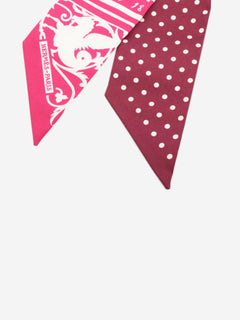 Pink silk printed twilly Scarves Hermes 