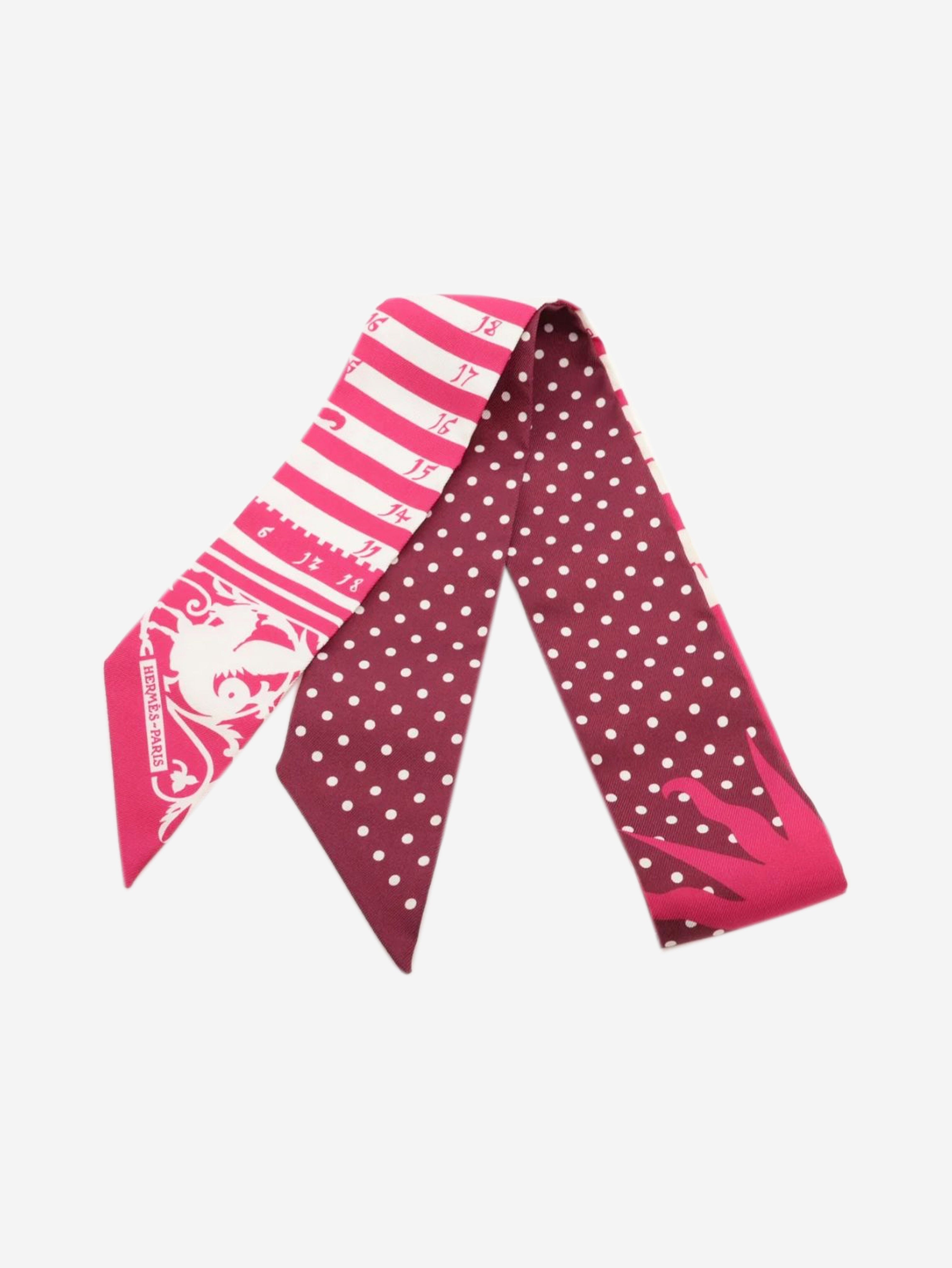 Pink silk printed twilly Scarves Hermes 