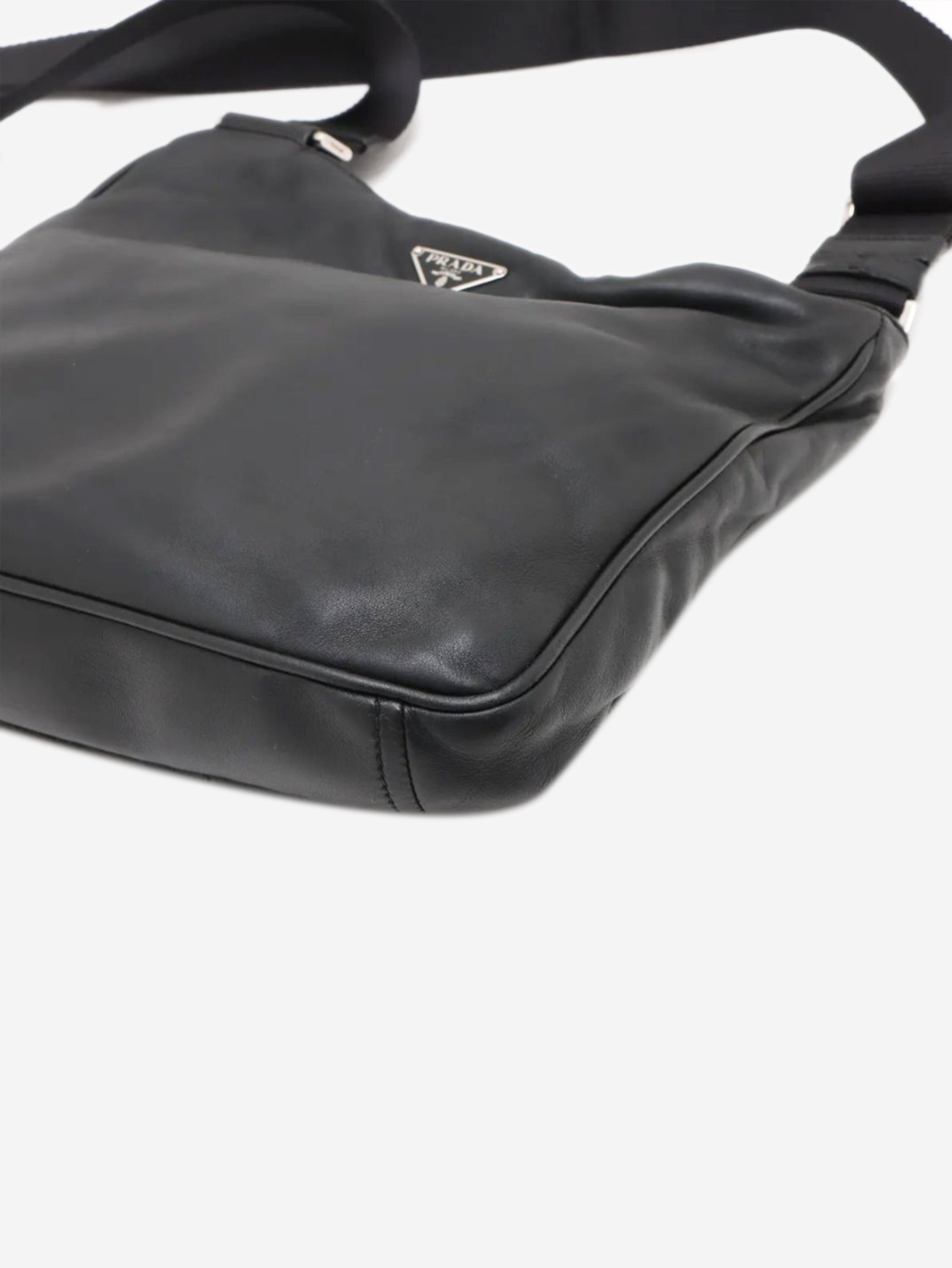 Black leather shoulder bag