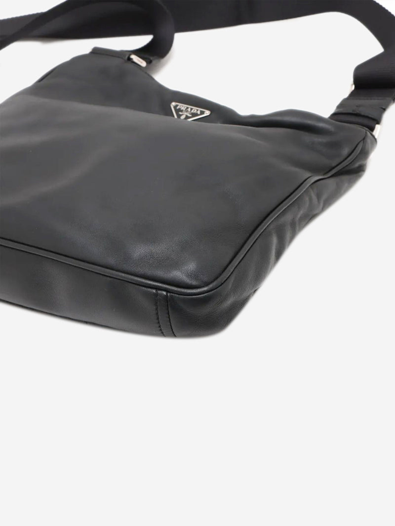 Black leather shoulder bag