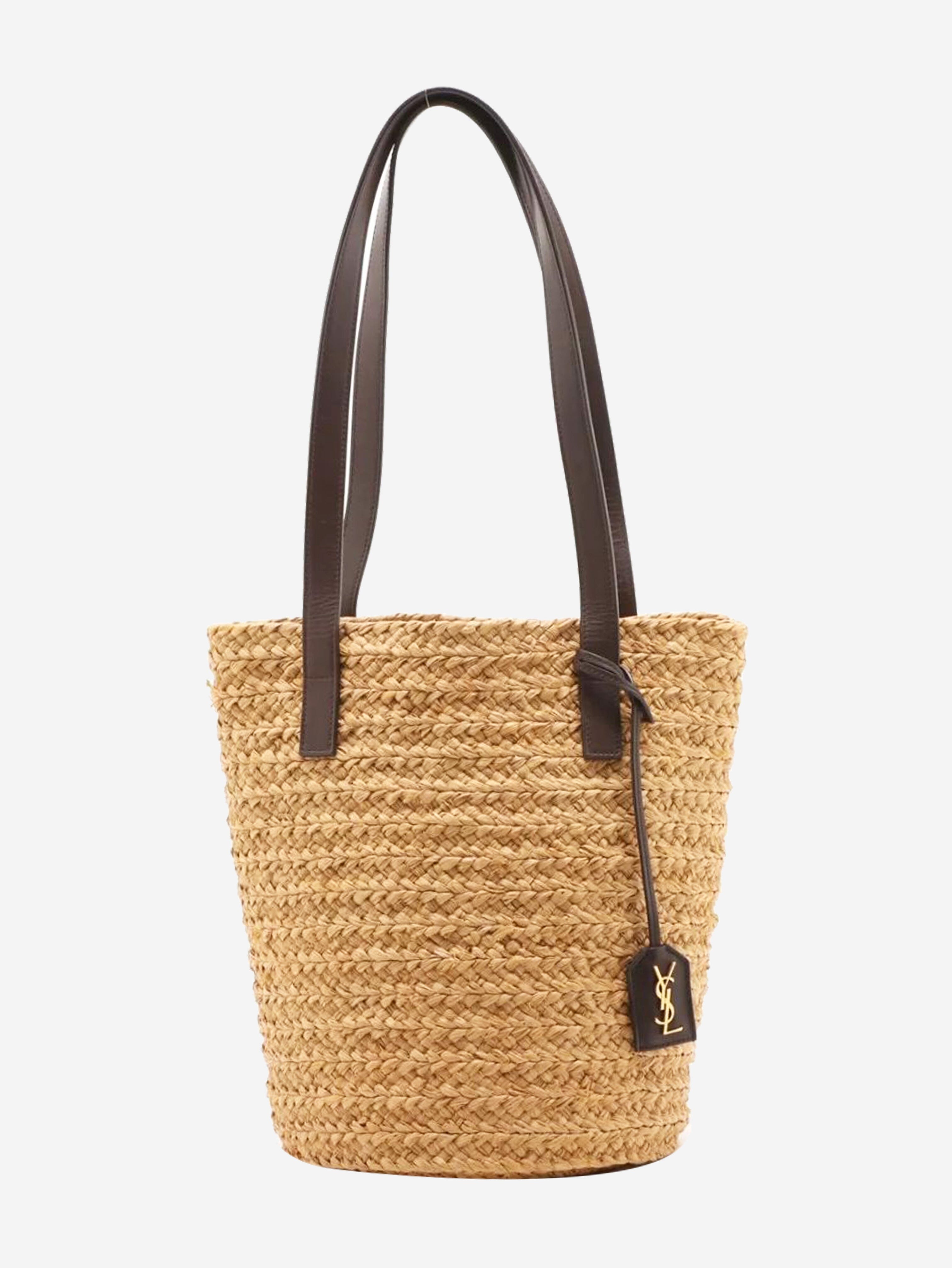 Tan Paris Panier raffia tote bag Tote Bags Saint Laurent 