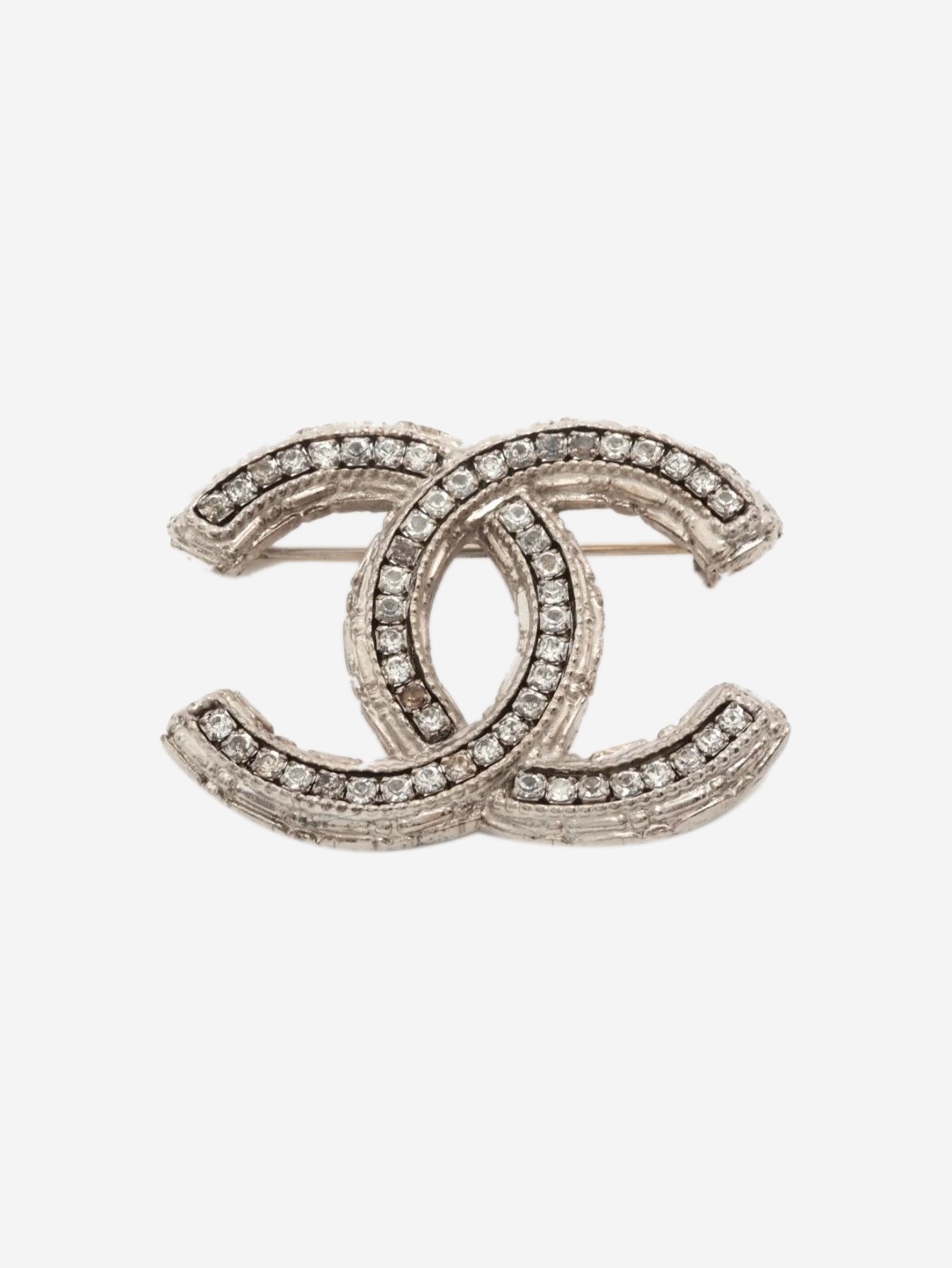 Silver Coco Mark A11A rhinestone brooch Brooches Chanel 