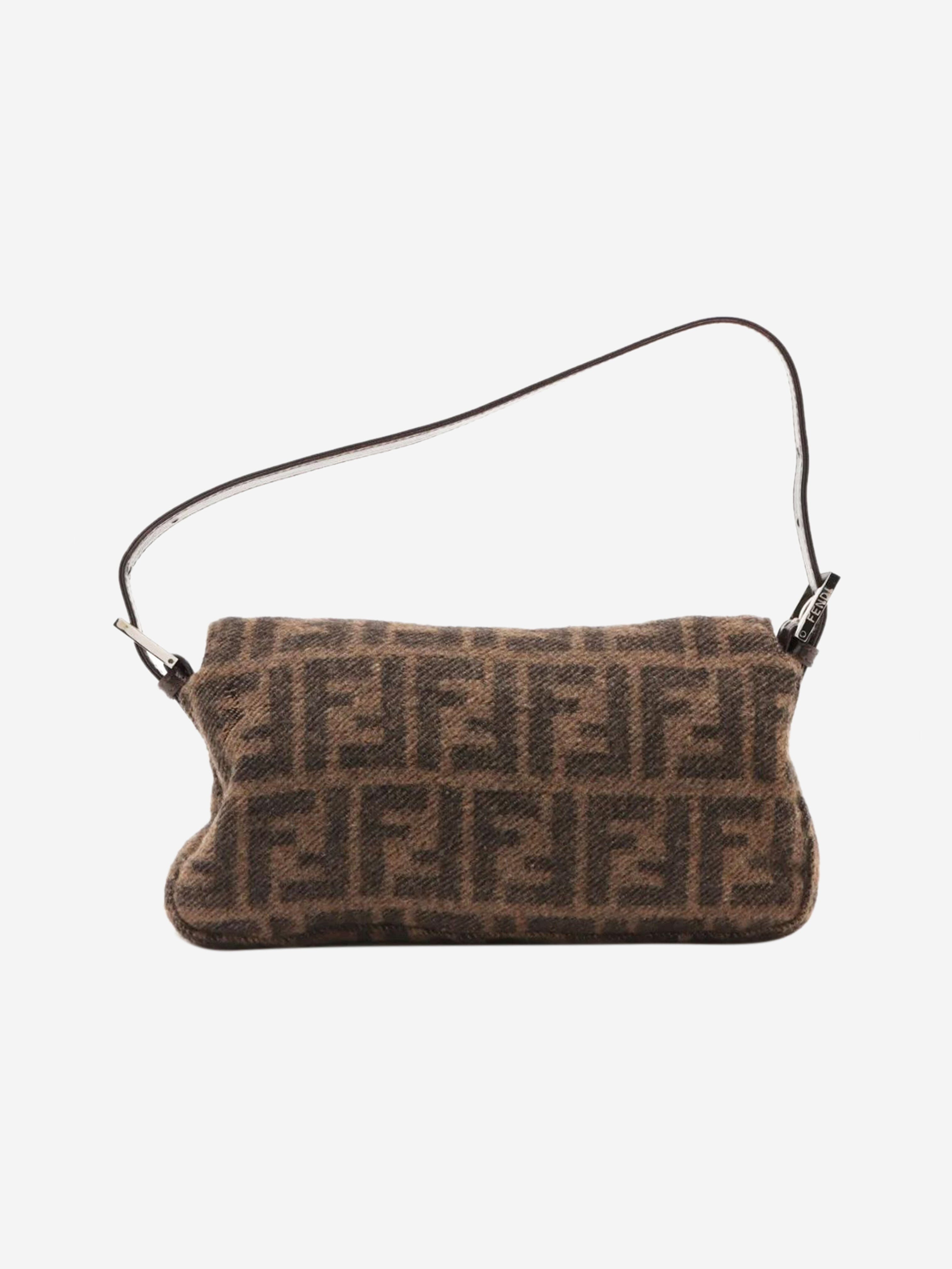 Brown wool Zucca Baguette bag Shoulder bags Fendi 