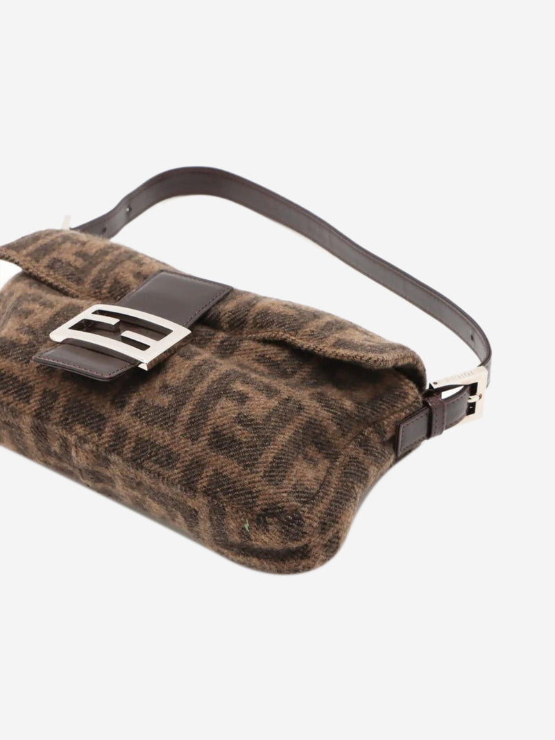 Brown wool Zucca Baguette bag Shoulder bags Fendi 