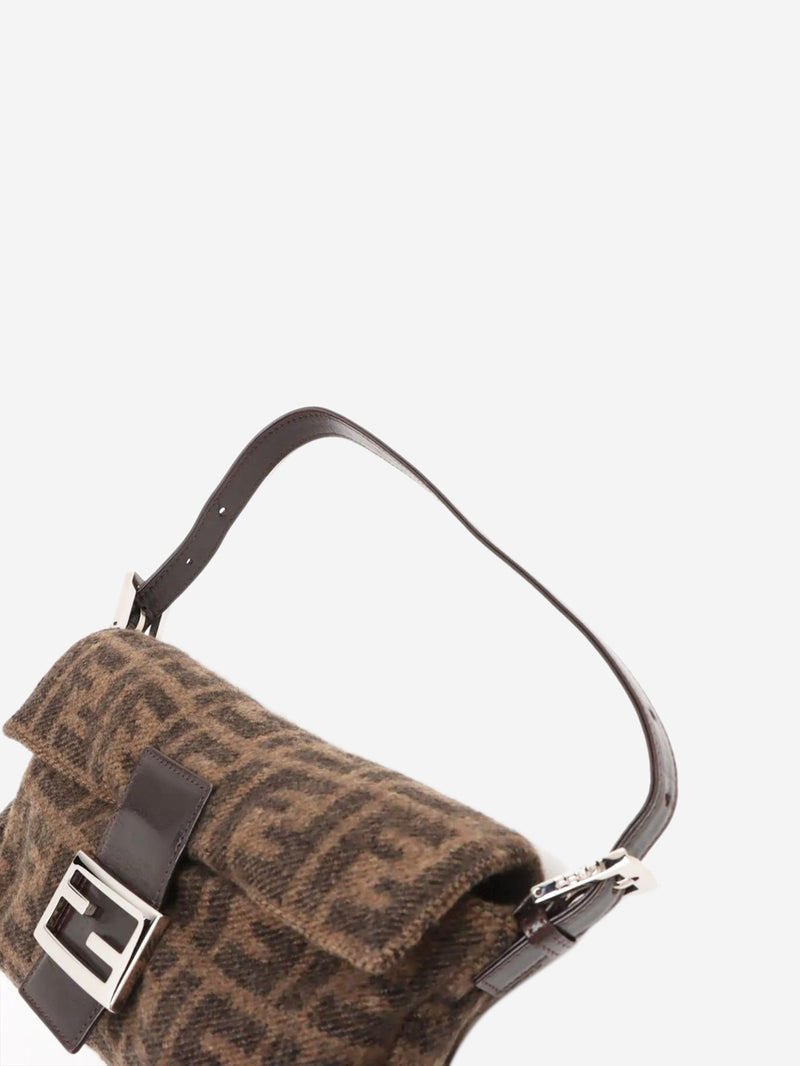 Brown wool Zucca Baguette bag Shoulder bags Fendi 