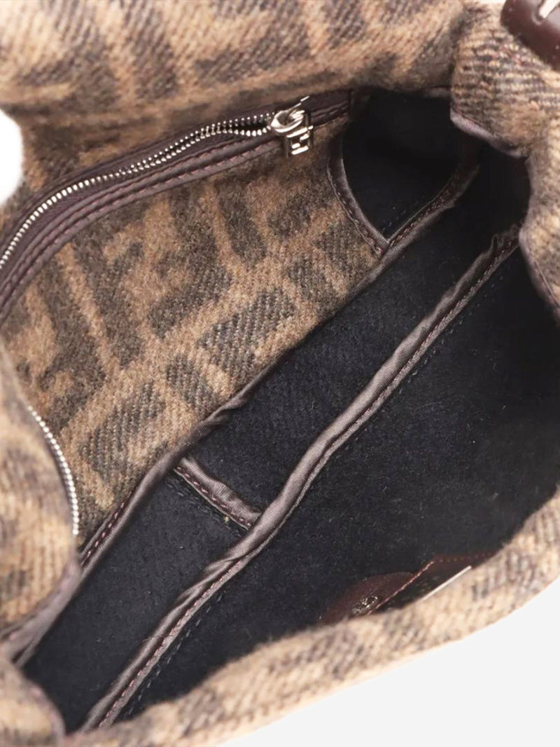 Brown wool Zucca Baguette bag Shoulder bags Fendi 