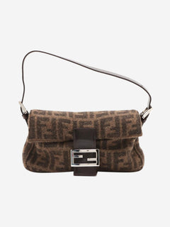 Brown wool Zucca Baguette bag Shoulder bags Fendi 