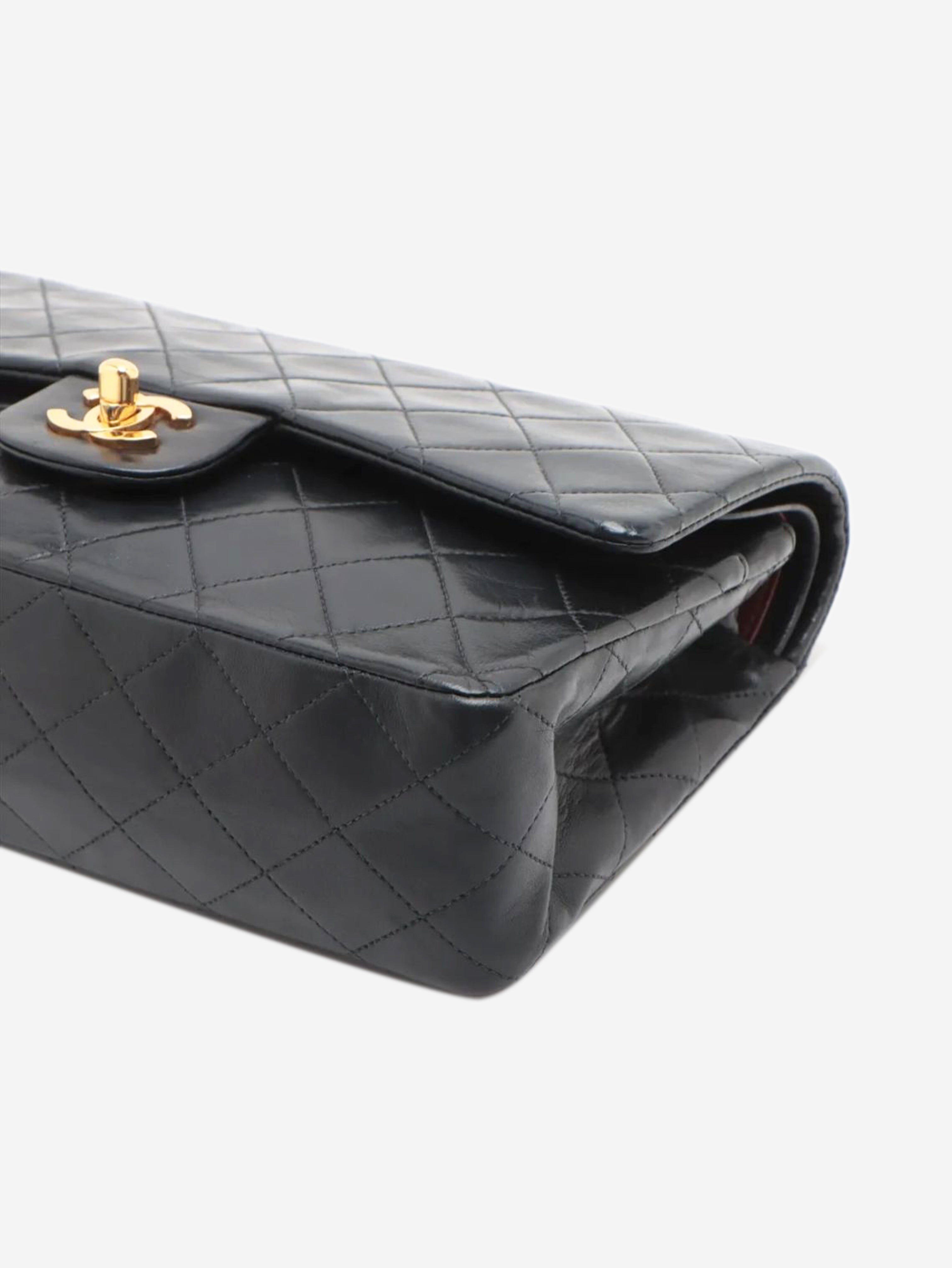 Black vintage 1991 medium lambskin Classic Double Flap bag Shoulder bags Chanel 
