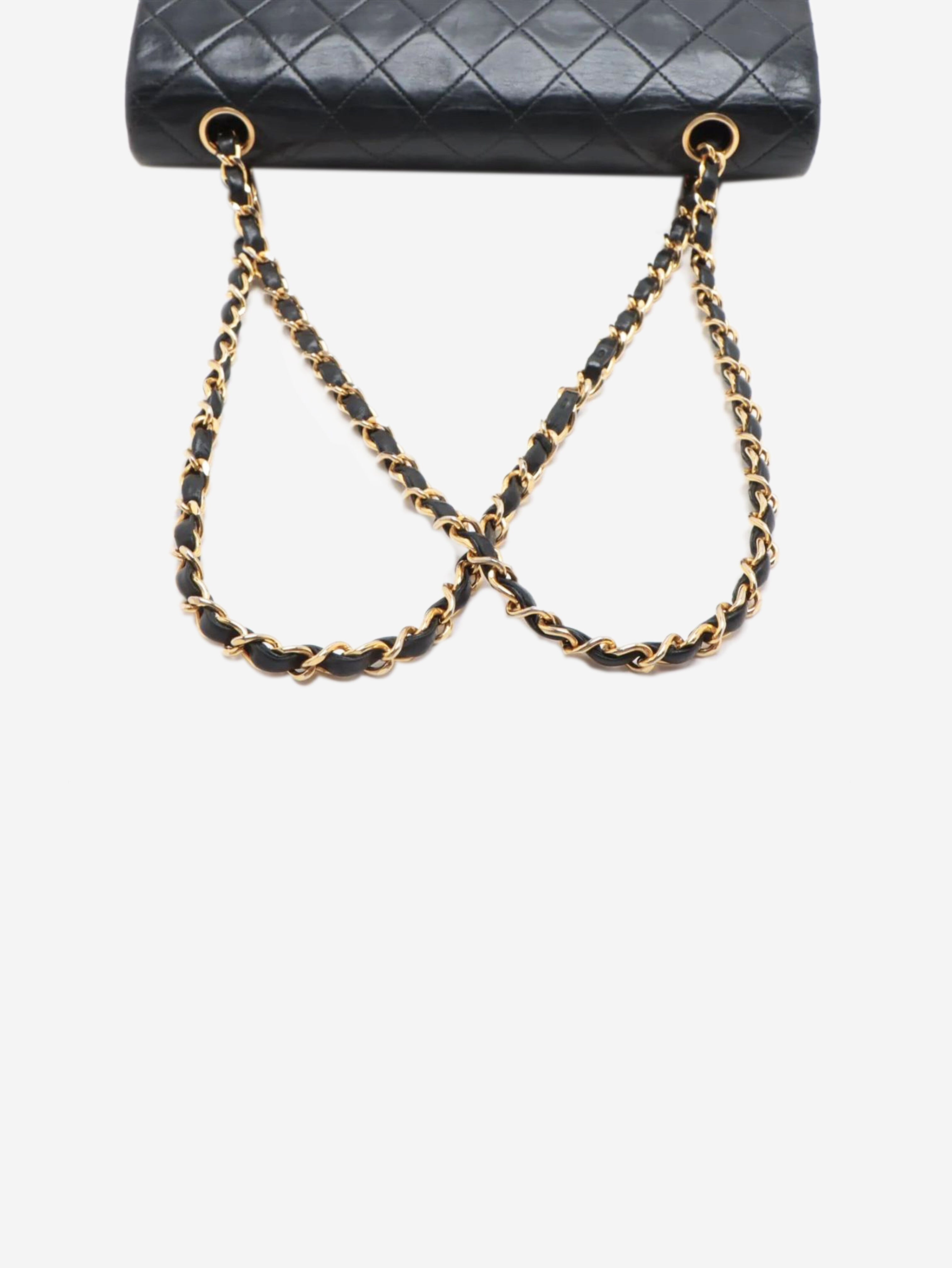 Black vintage 1991 medium lambskin Classic Double Flap bag Shoulder bags Chanel 