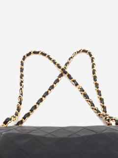 Black vintage 1991 medium lambskin Classic Double Flap bag Shoulder bags Chanel 