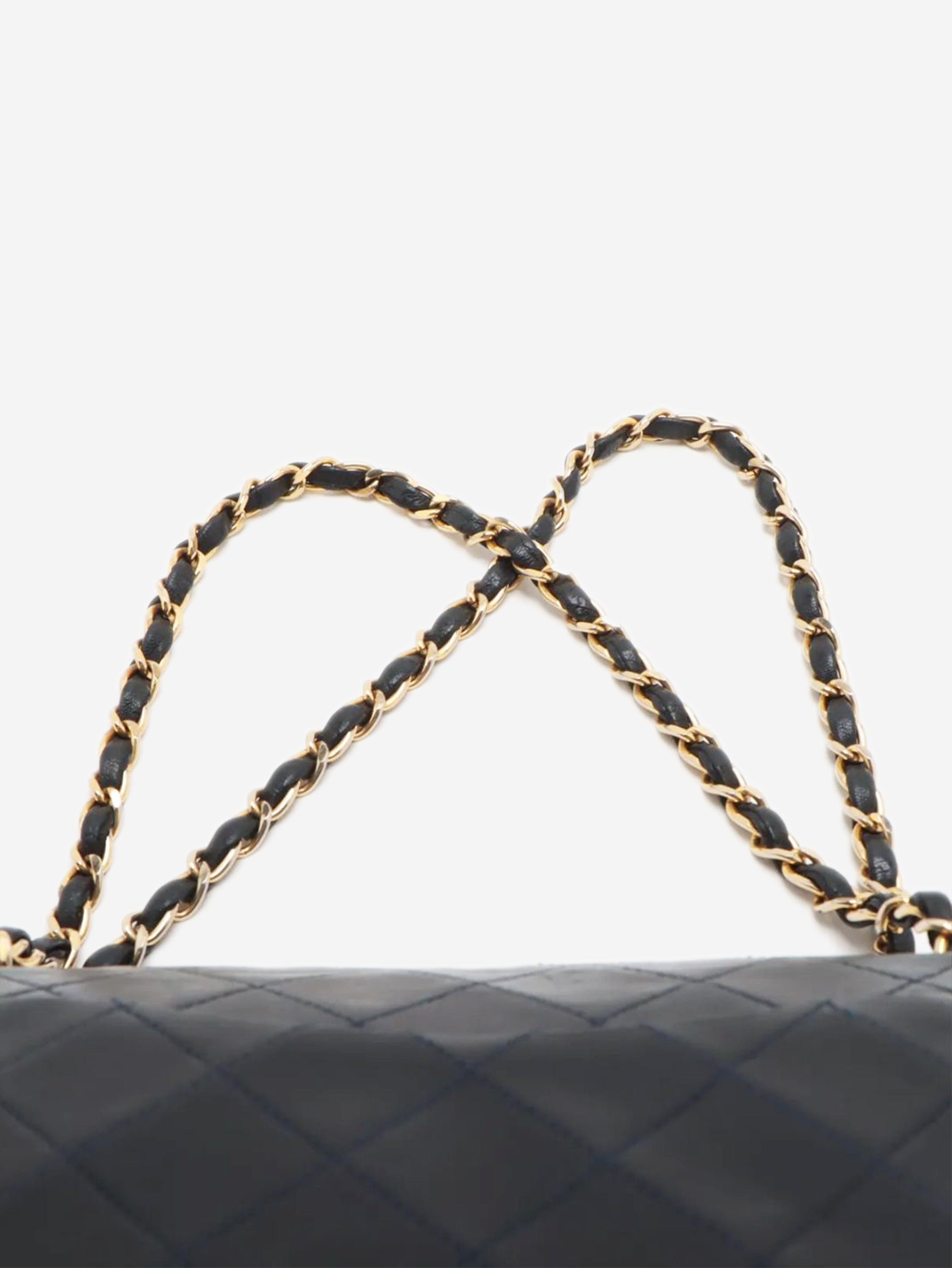 Dark navy vintage medium lambskin Classic Double Flap bag Shoulder bags Chanel 