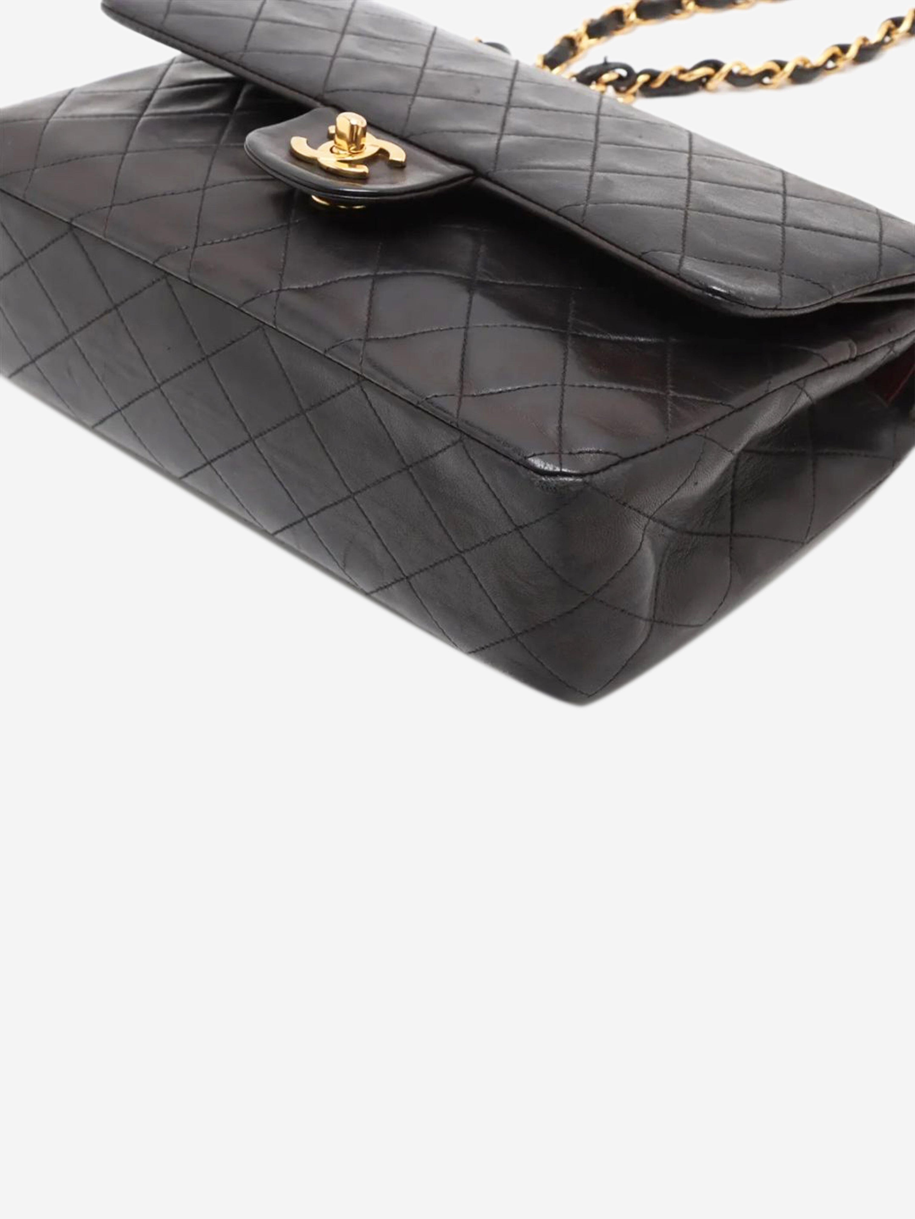 Black vintage 1994 medium lambskin Classic Double Flap bag Shoulder bags Chanel 
