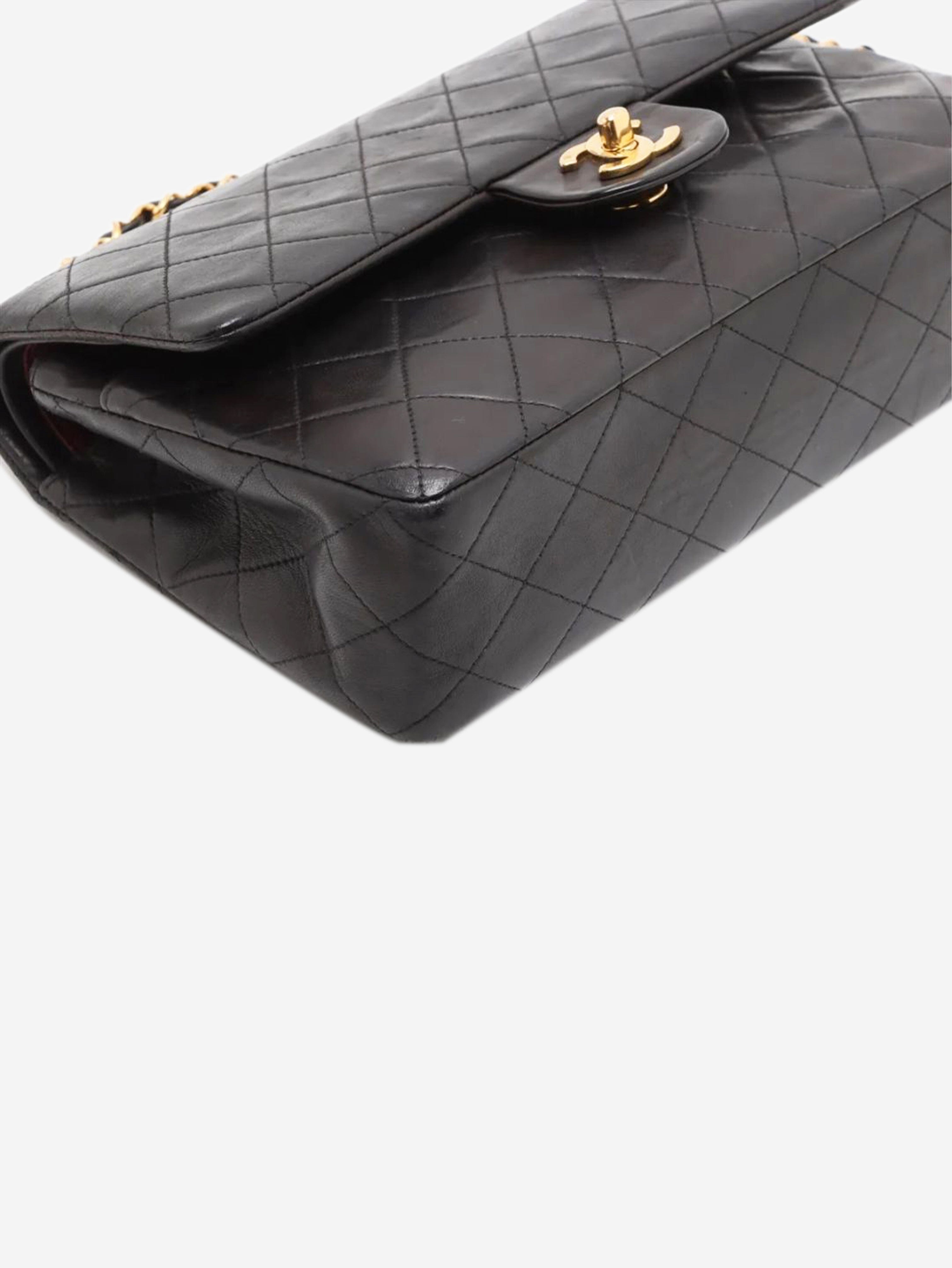 Black vintage 1994 medium lambskin Classic Double Flap bag Shoulder bags Chanel 