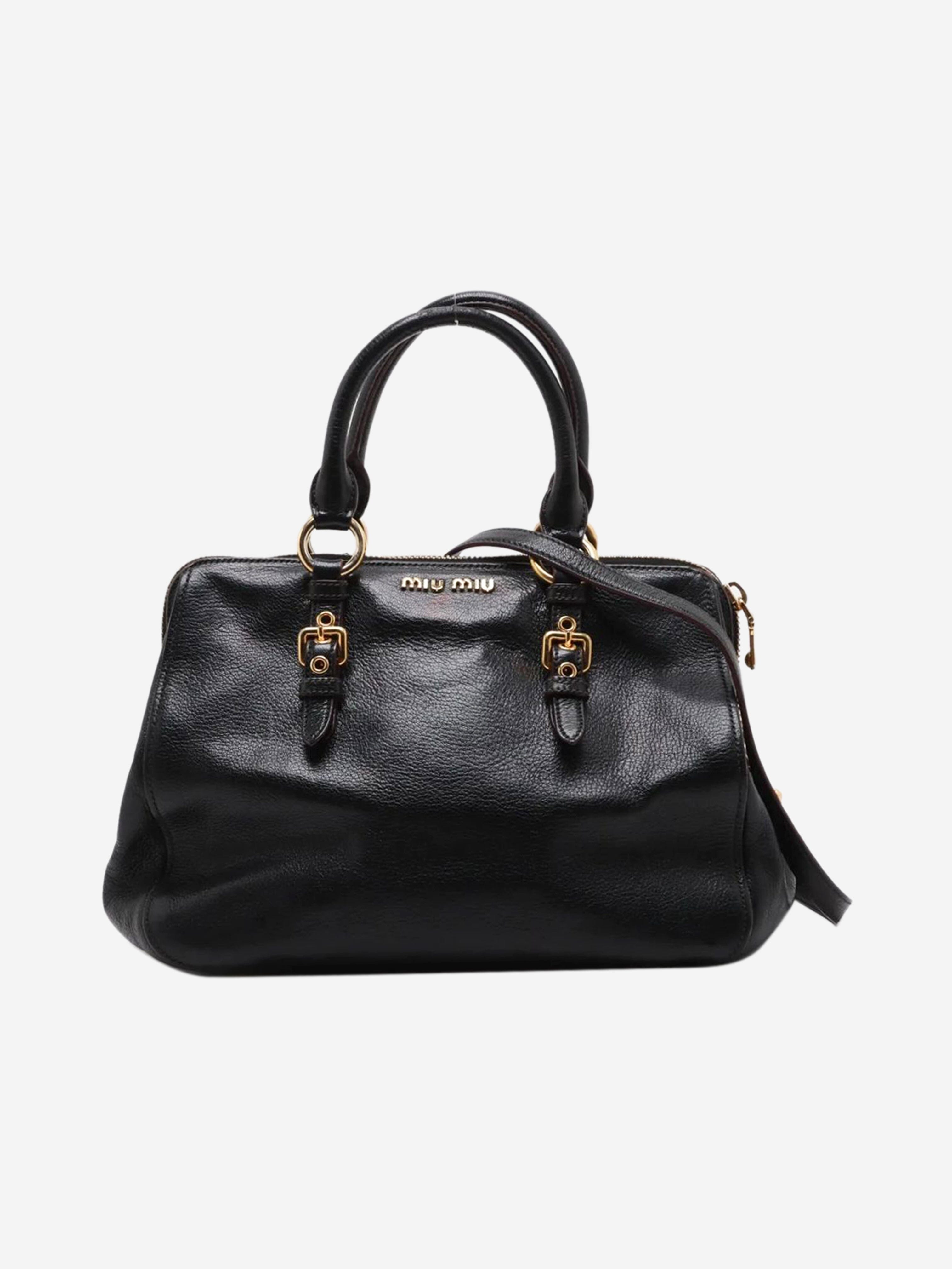 Black leather 2way shoulder bag Shoulder bags Miu Miu 