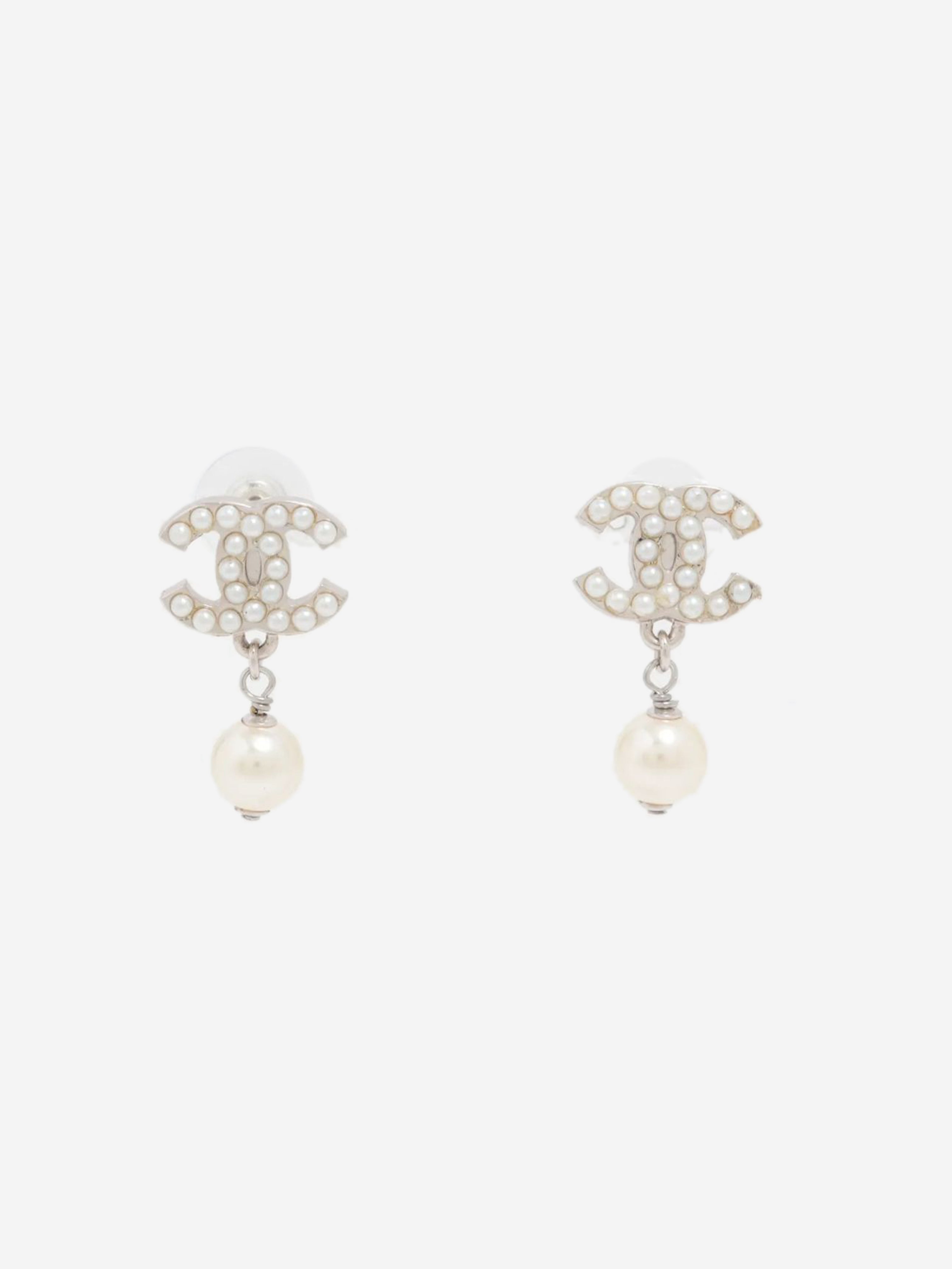Silver Coco Mark 05V faux-pearl earrings