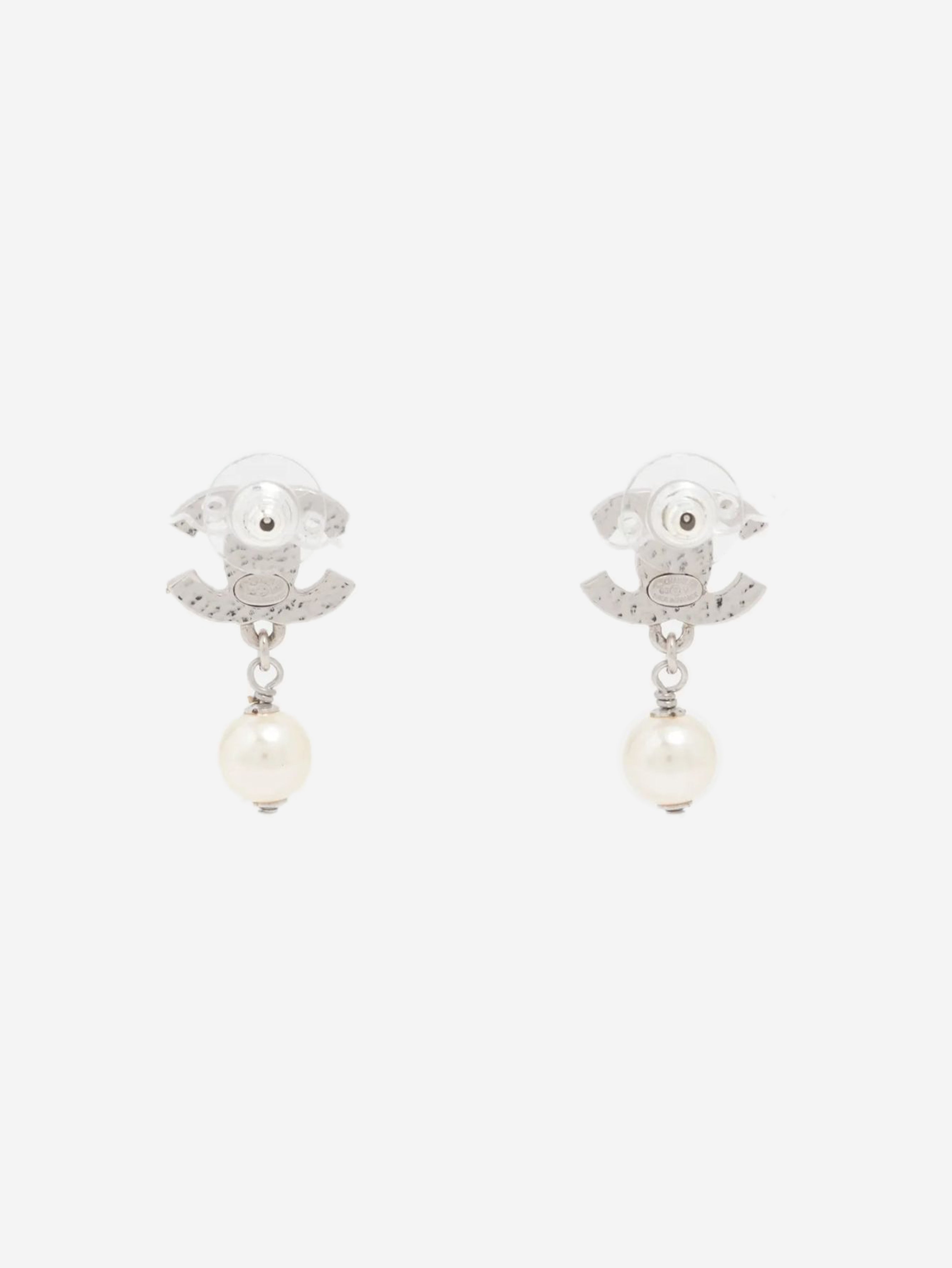 Silver Coco Mark 05V faux-pearl earrings