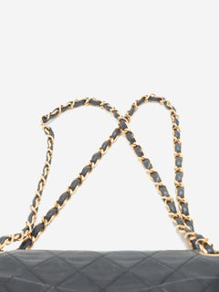 Black vintage 1986 small lambskin Classic Double Flap bag Shoulder bags Chanel 