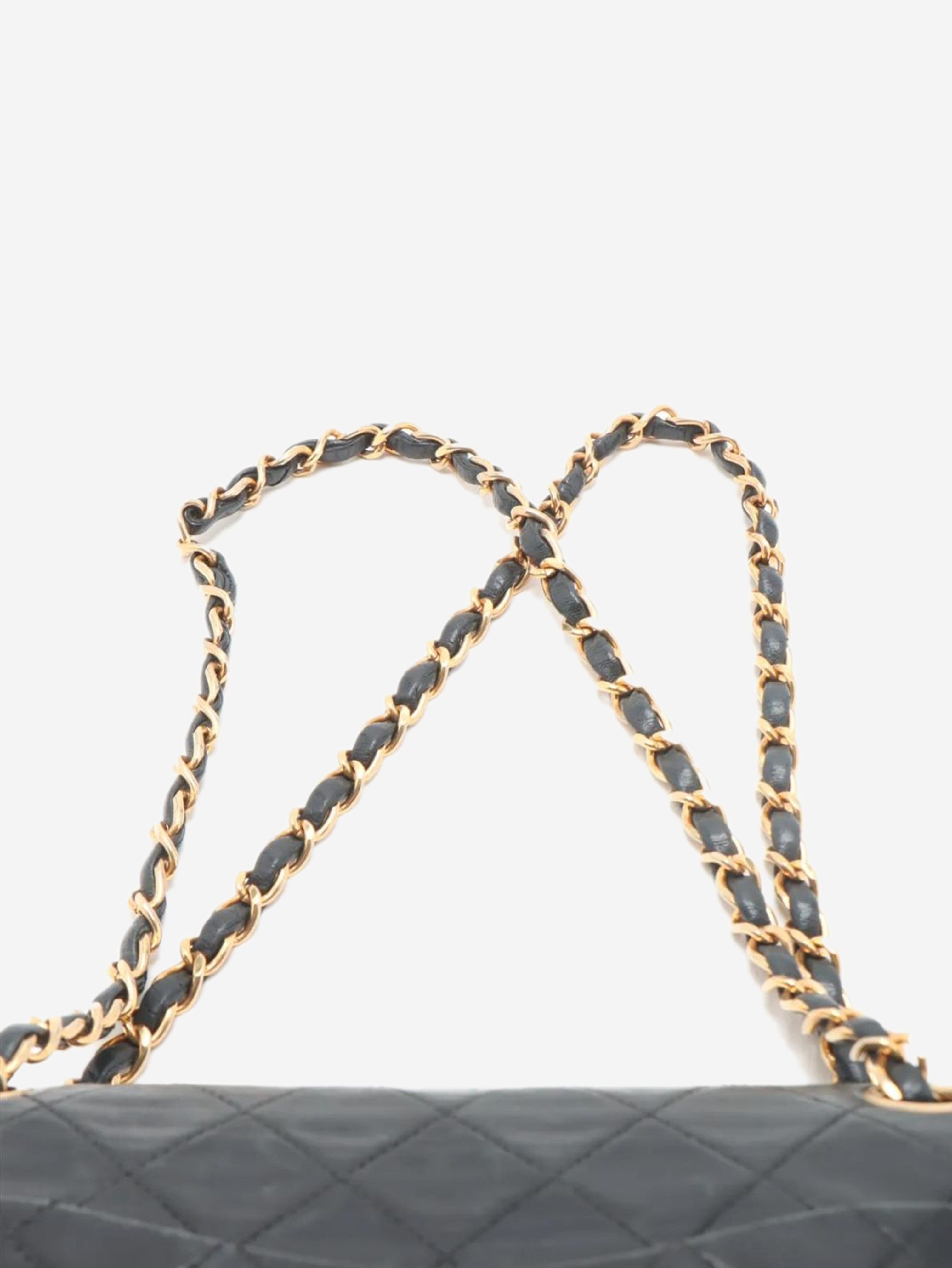Black vintage 1986 small lambskin Classic Double Flap bag Shoulder bags Chanel 