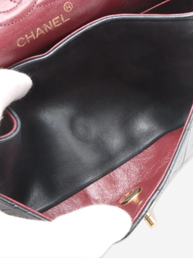 Black vintage 1986 small lambskin Classic Double Flap bag Shoulder bags Chanel 