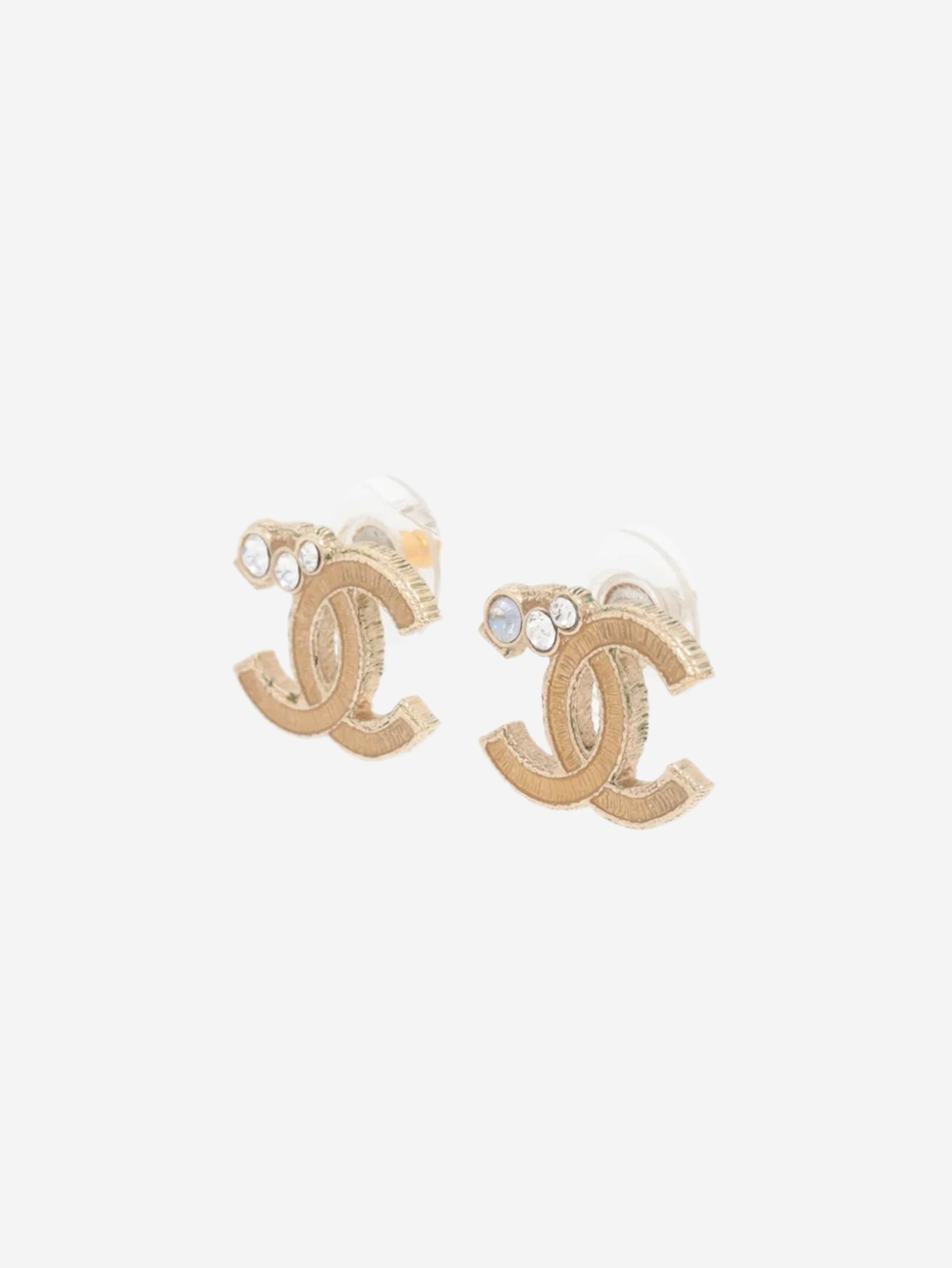 Gold Coco Mark 10A rhinestone earrings