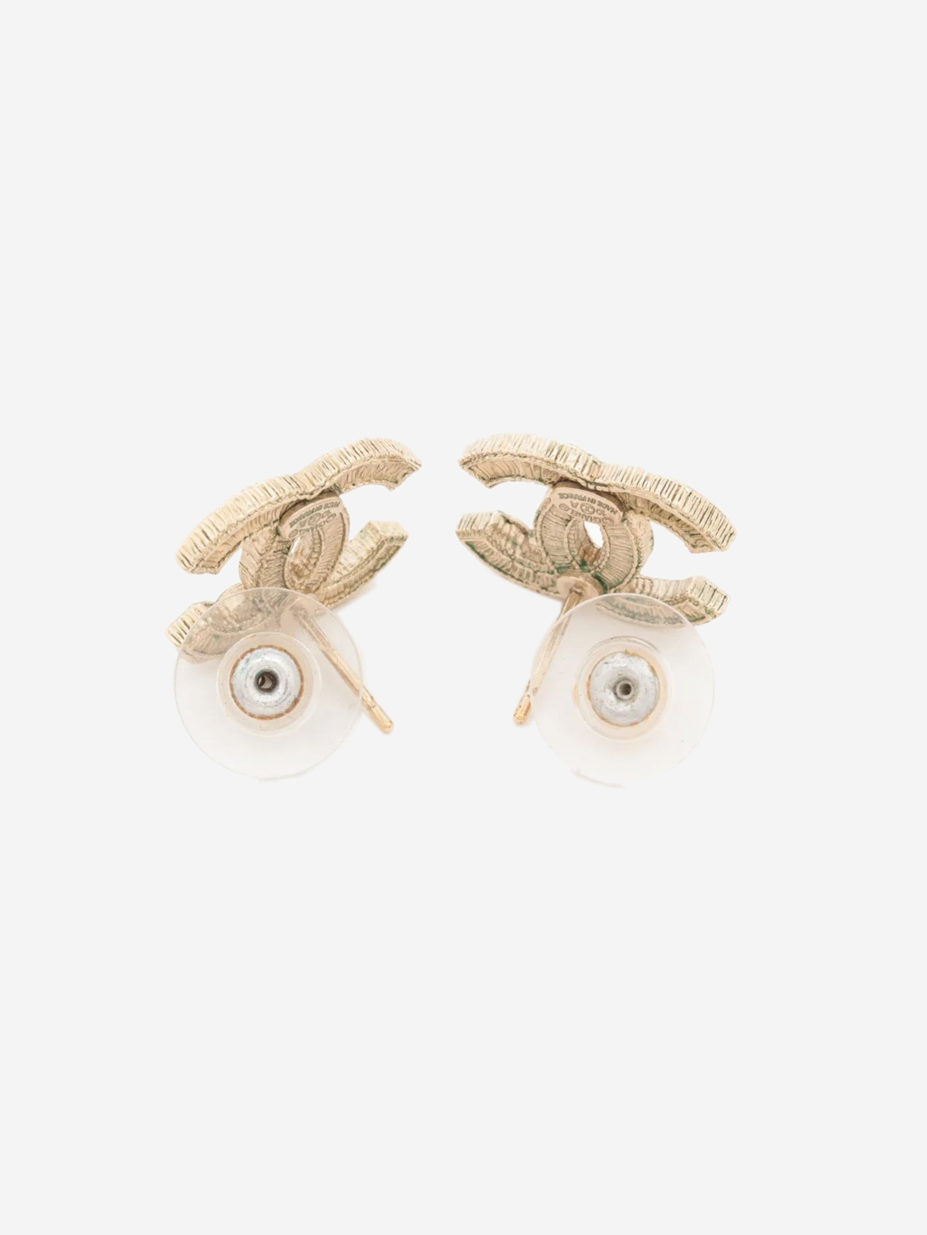 Gold Coco Mark 10A rhinestone earrings