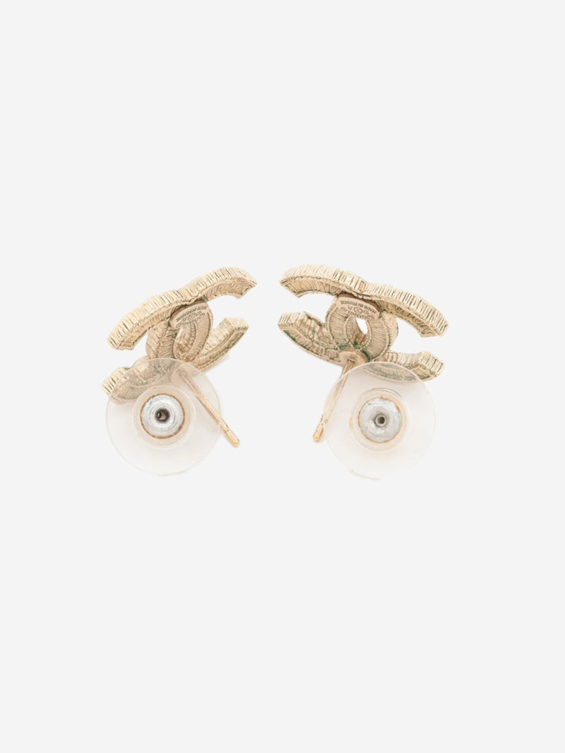 Gold Coco Mark 10A rhinestone earrings