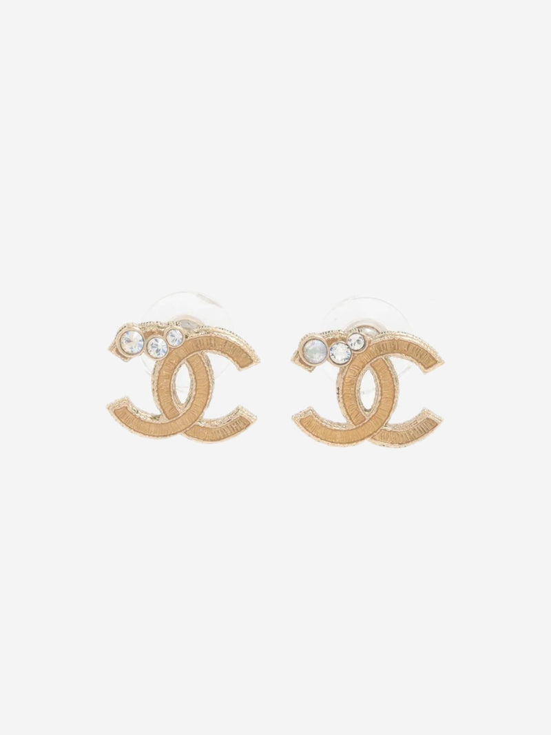 Gold Coco Mark 10A rhinestone earrings