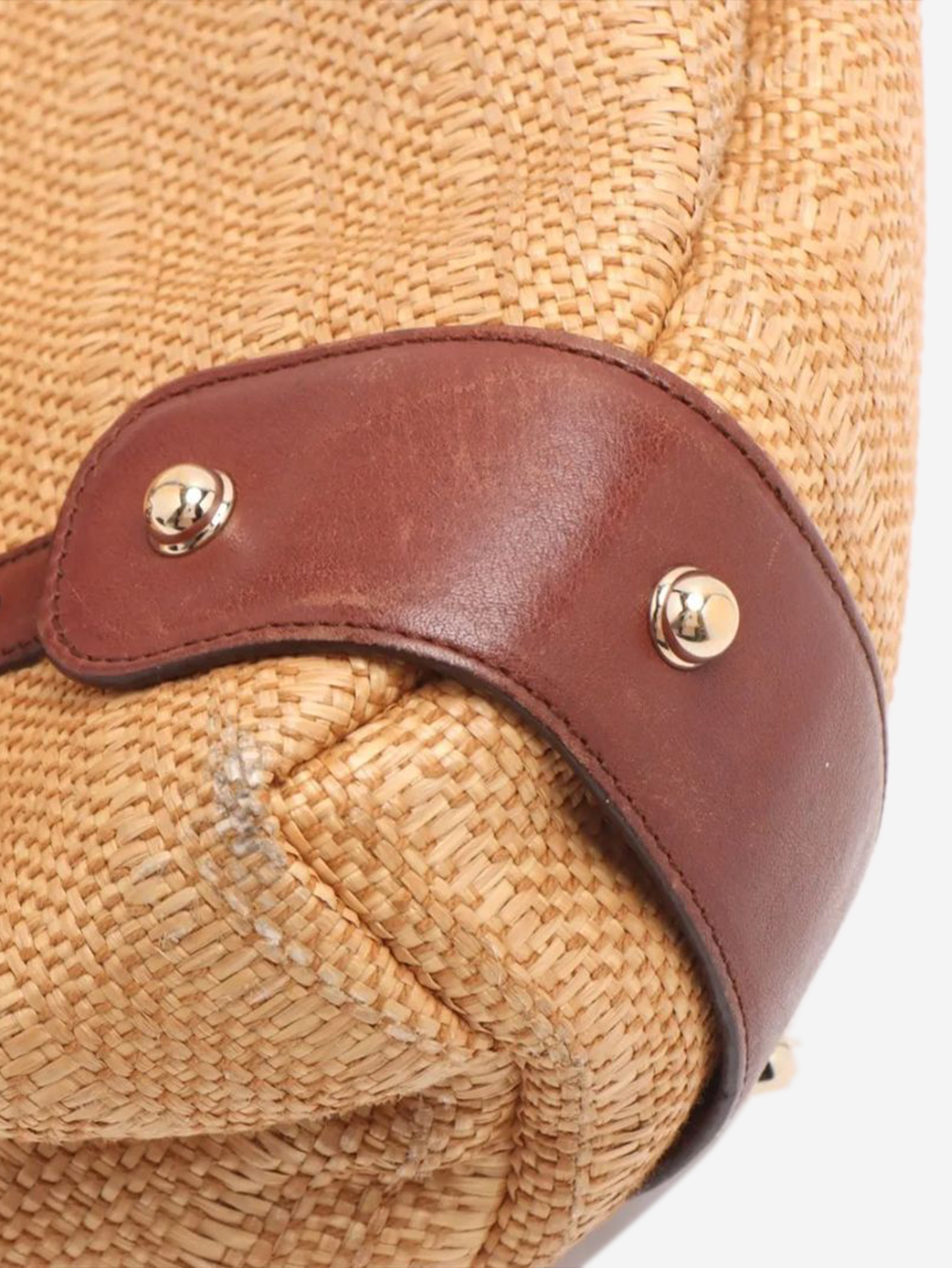 Neutral Pelham raffia & leather bag
