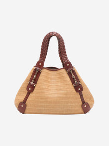 Neutral Pelham raffia & leather bag Top Handle Bags Gucci 