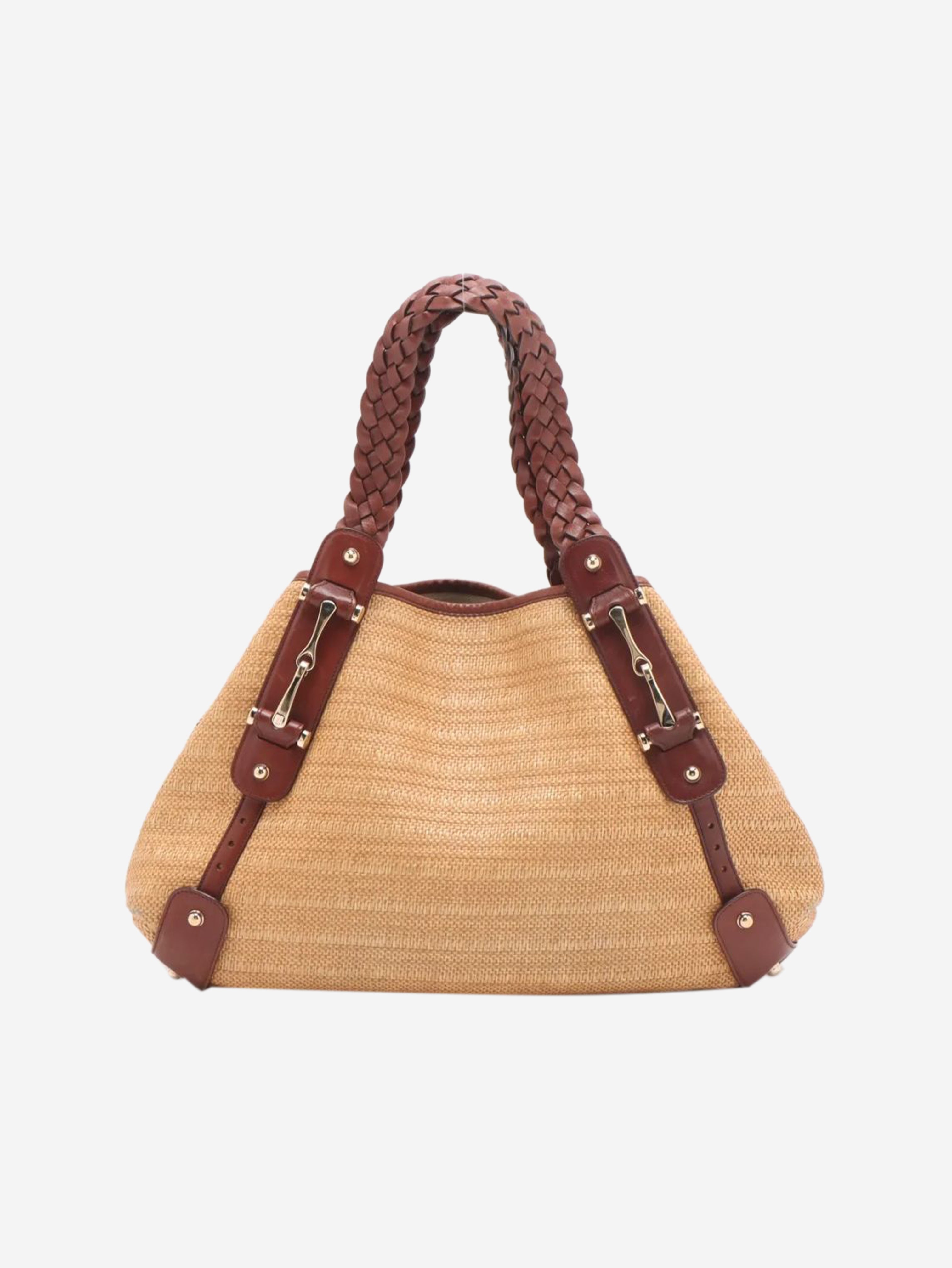 Neutral Pelham raffia & leather bag