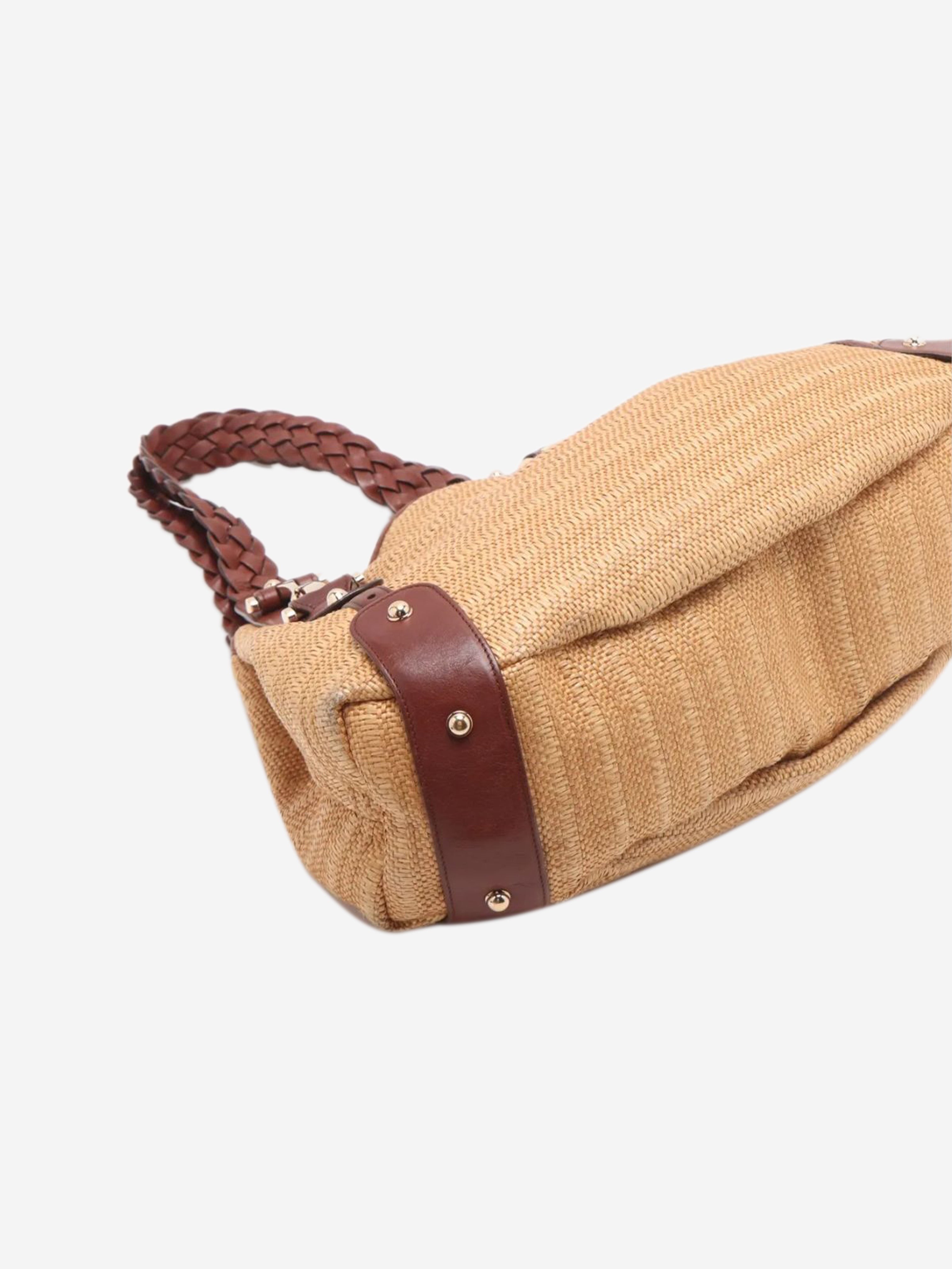 Neutral Pelham raffia & leather bag