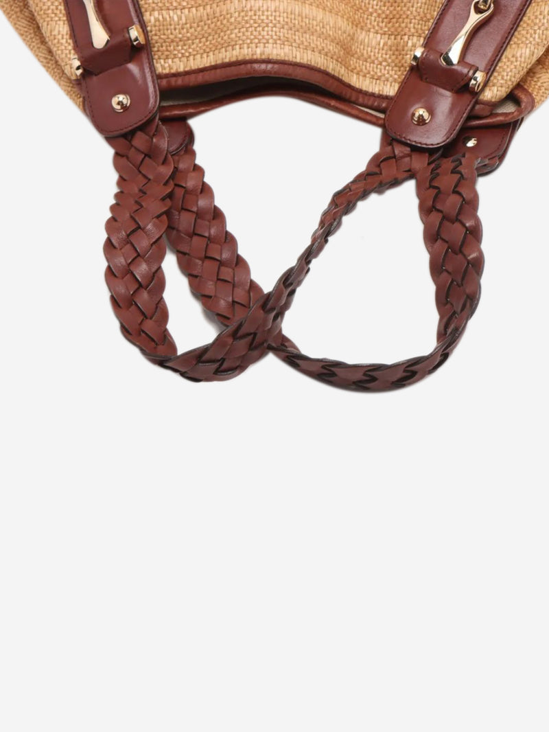 Neutral Pelham raffia & leather bag