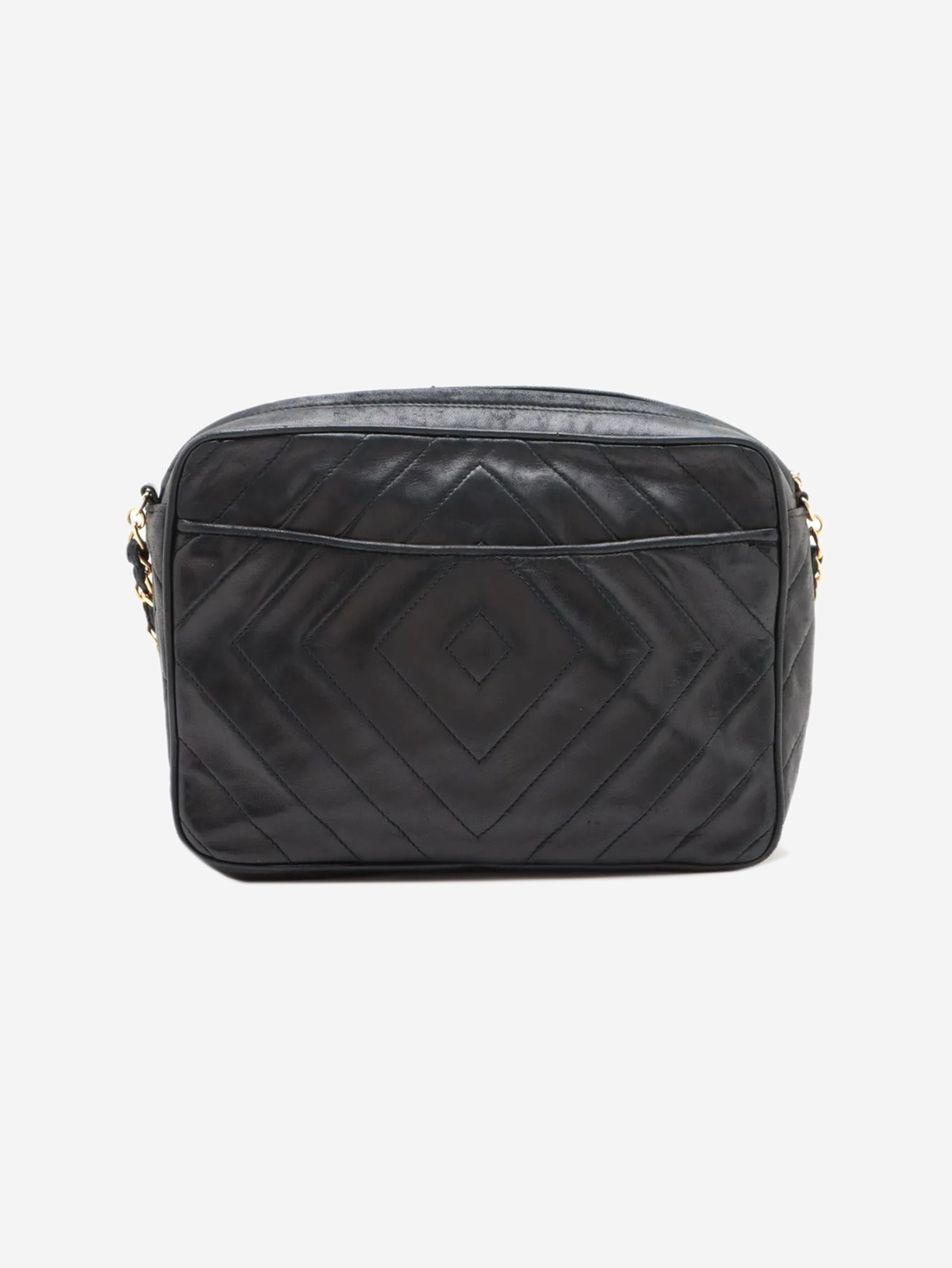 Black vintage 1991 Diamond-Stitch lambskin chain bag