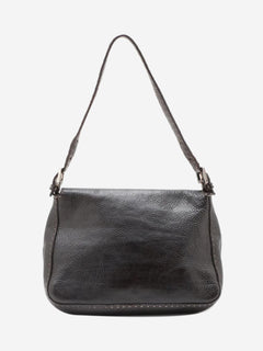 Dark brown vintage Selleria Mamma Baguette leather shoulder bag
