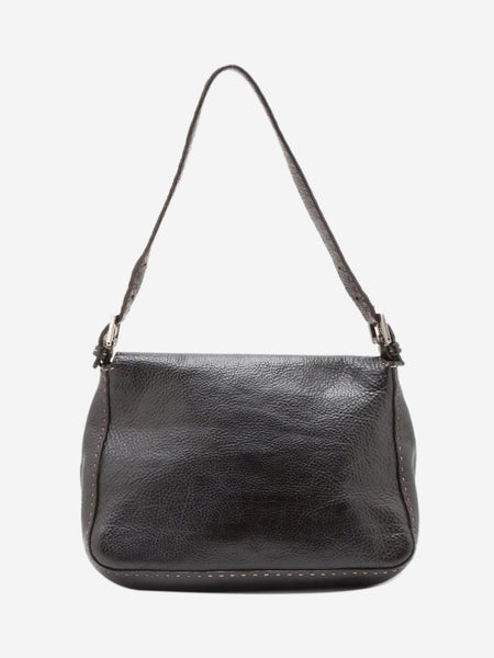 Dark brown vintage Selleria Mamma Baguette leather shoulder bag alternate image