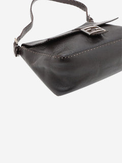 Dark brown vintage Selleria Mamma Baguette leather shoulder bag