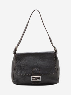 Dark brown vintage Selleria Mamma Baguette leather shoulder bag