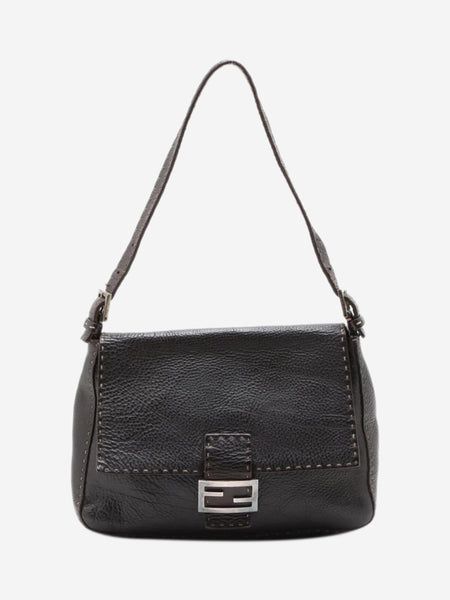 Dark brown vintage Selleria Mamma Baguette leather shoulder bag product image