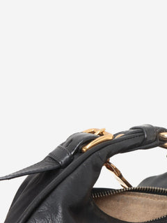 Black leather logo shoulder bag