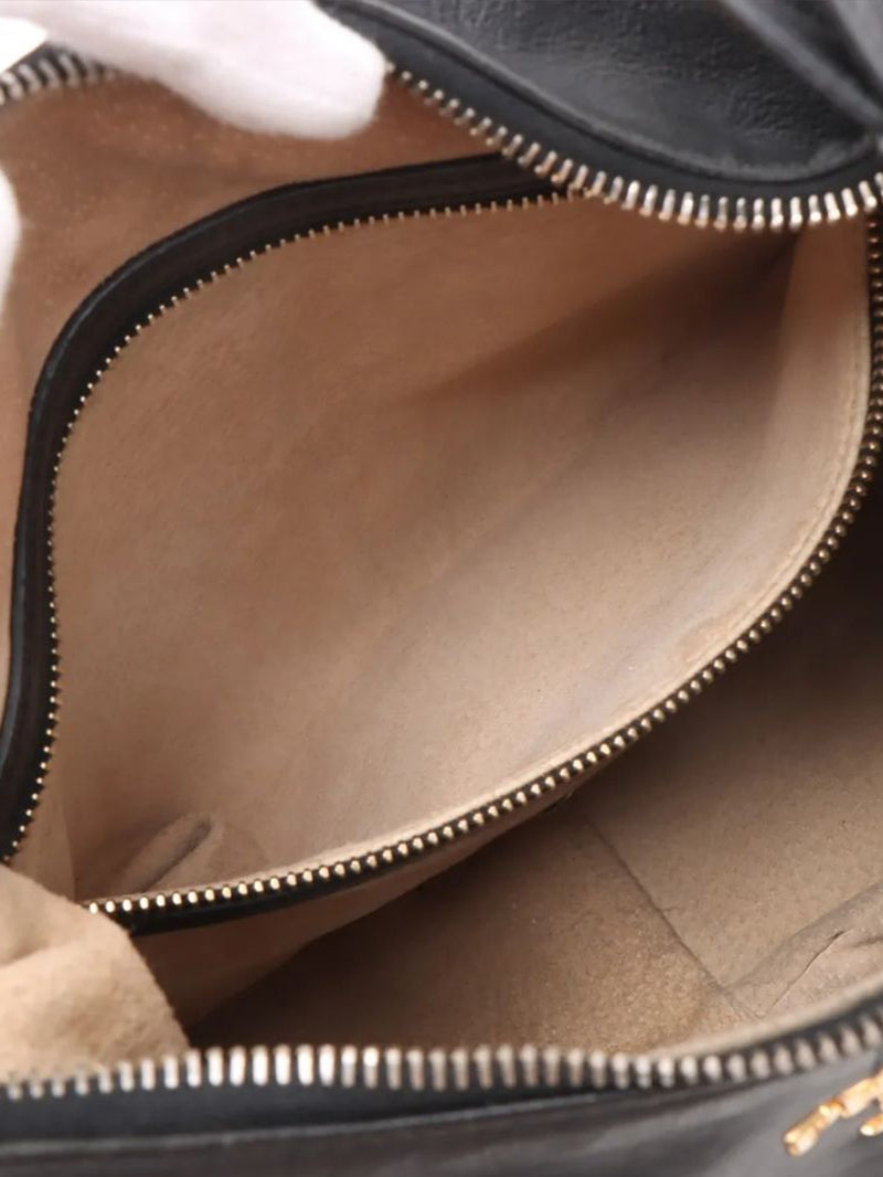 Black leather logo shoulder bag