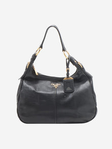 Black leather logo shoulder bag Shoulder bags Prada 