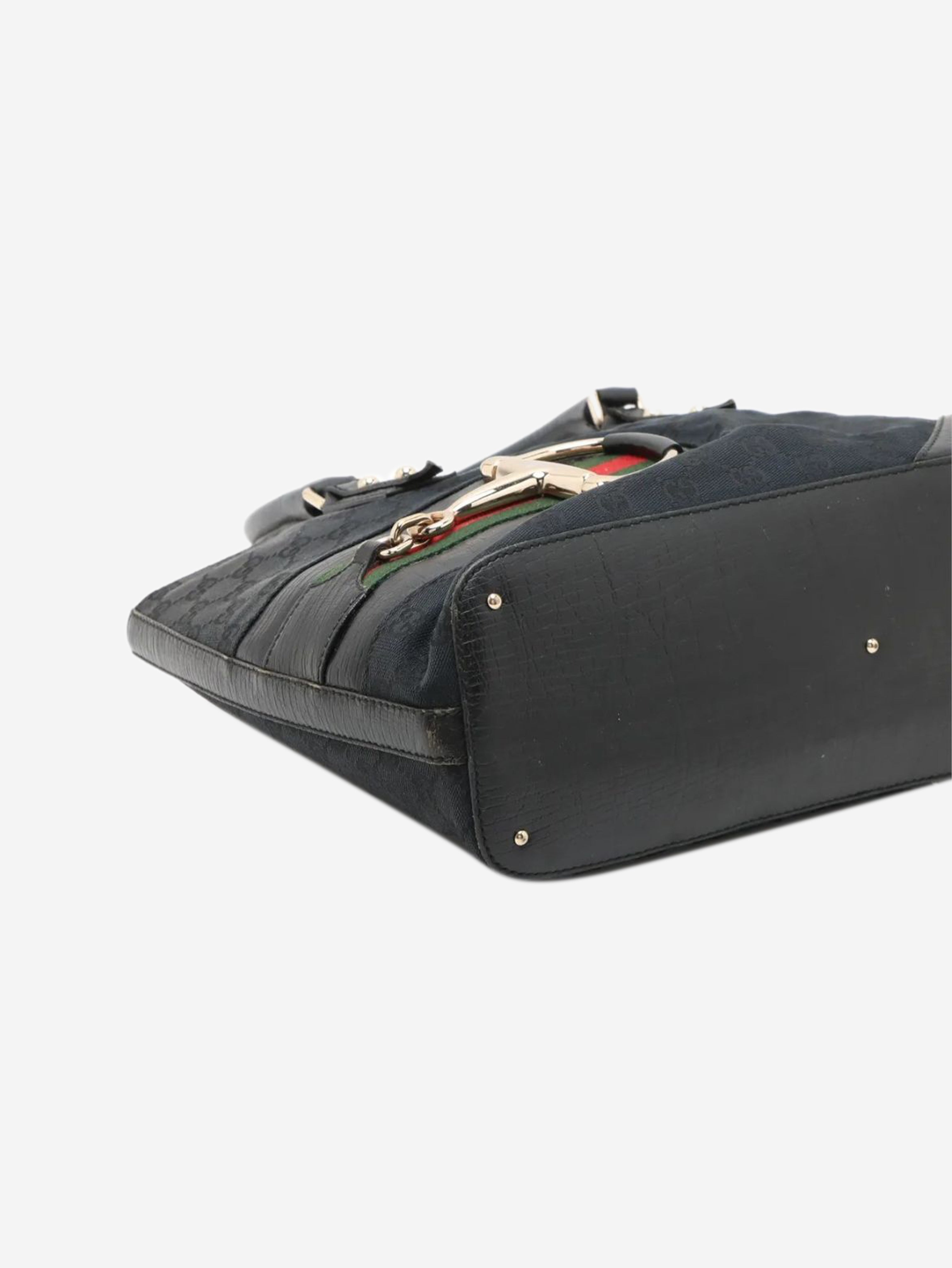 Black GG canvas Horsebit bag