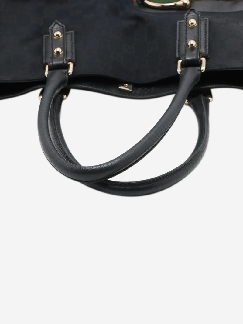 Black GG canvas Horsebit bag