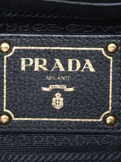Navy Vitello Daino leather tote bag